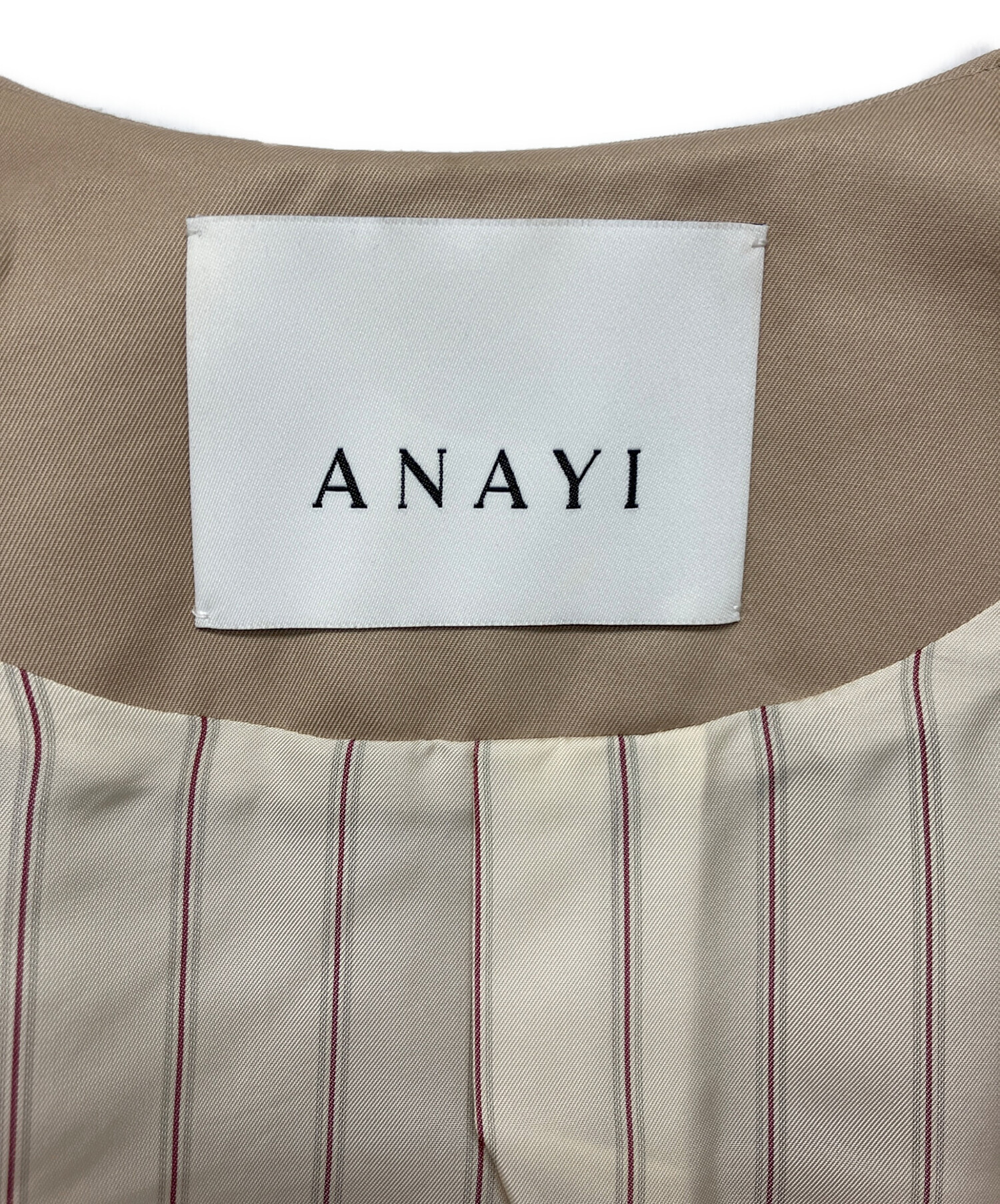 中古・古着通販】ANAYI (アナイ) ノーカラーコート ベージュ サイズ:36