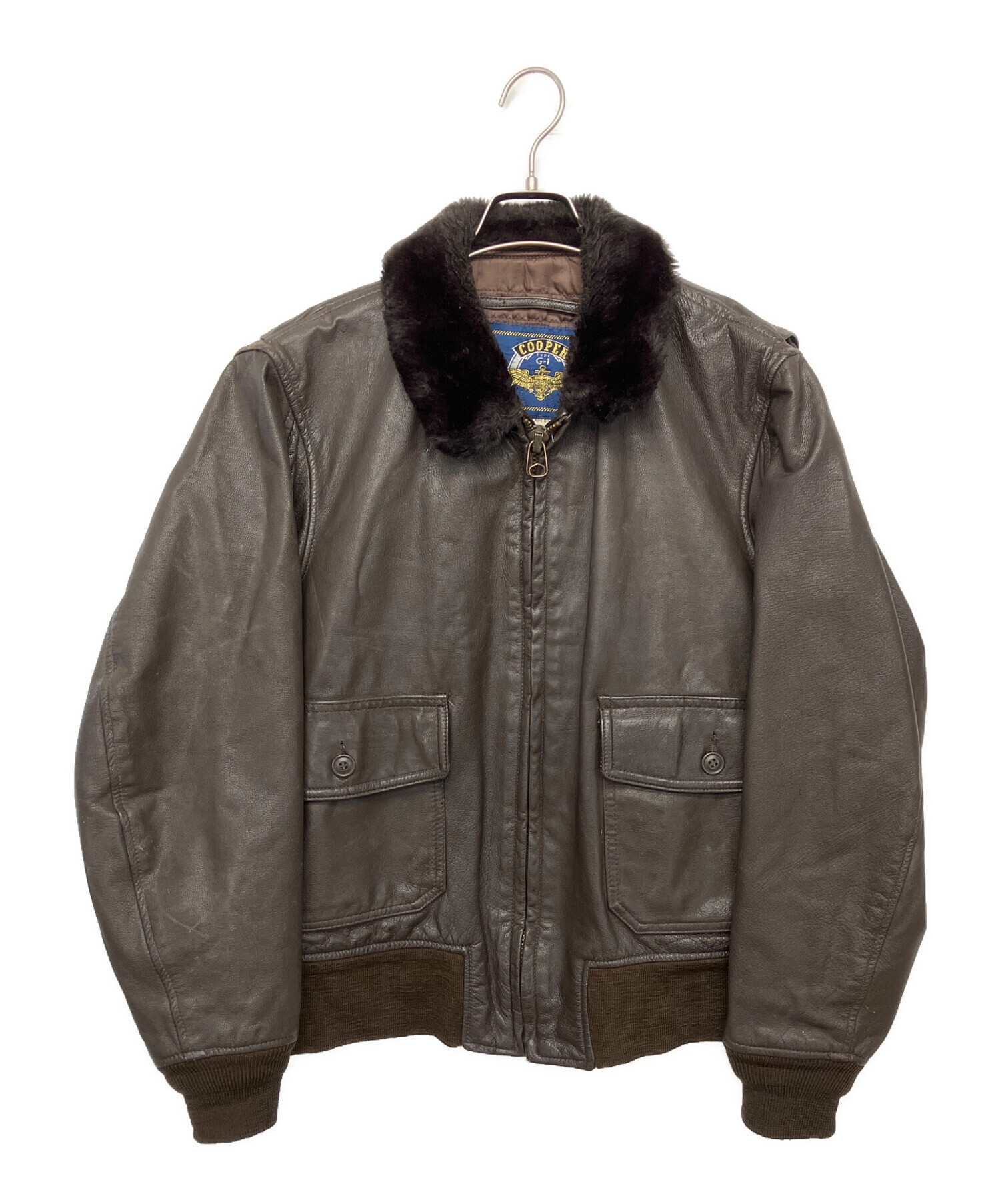 COOPER ブラウン ミリタリージャケット 中古・古着通販】cooper (クーパー) レザージャケット ブラウン サイズ