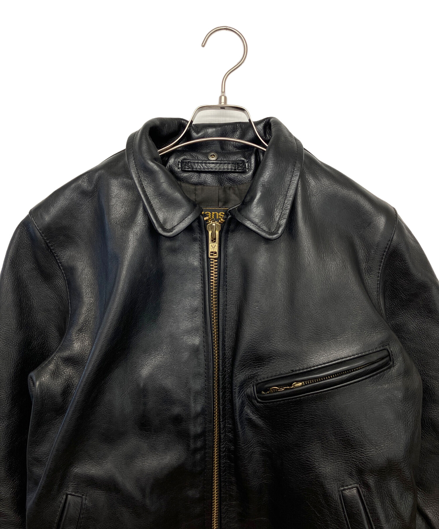 中古・古着通販】VANSON (バンソン) レザージャケット ブラック サイズ 