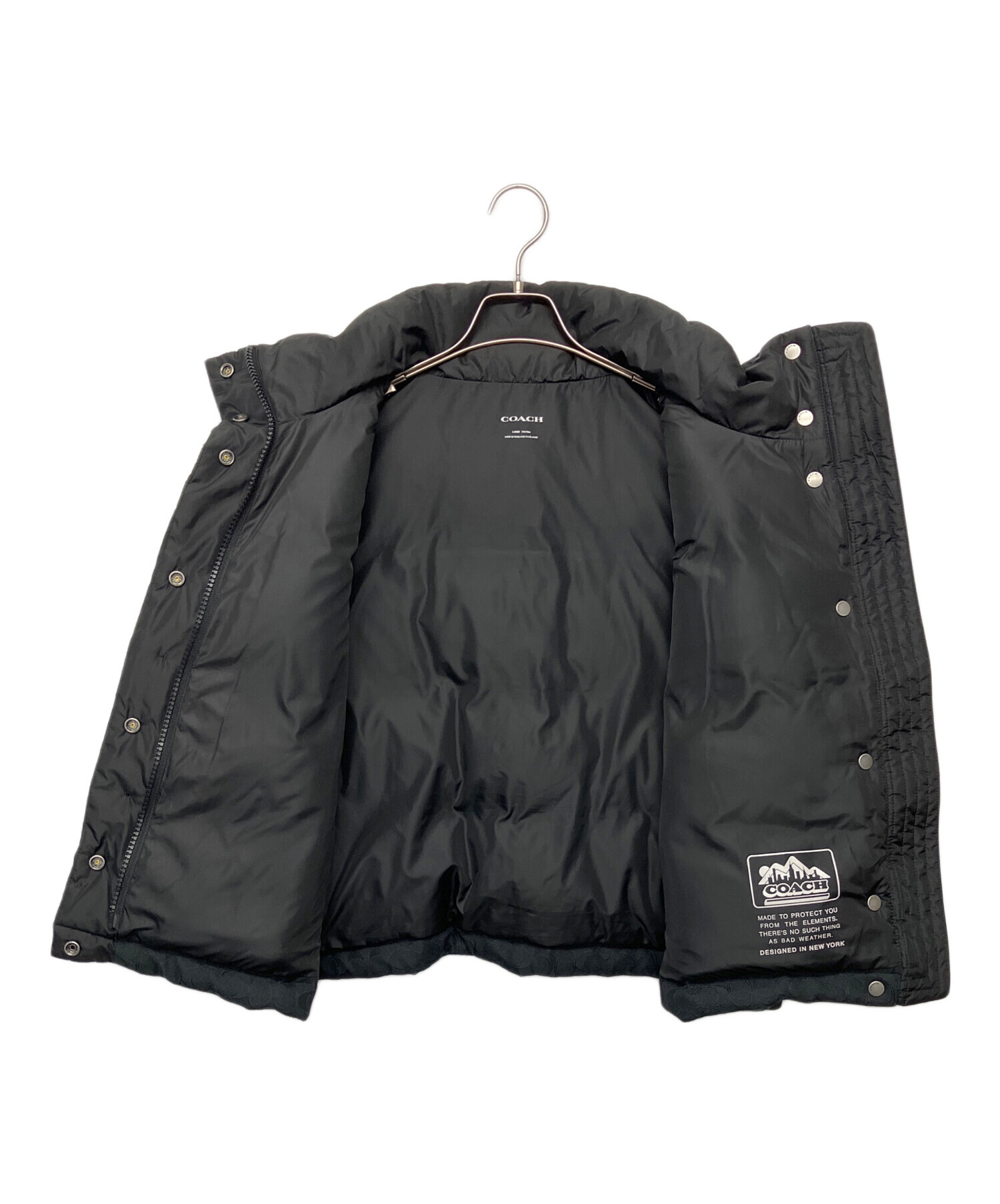 中古・古着通販】COACH (コーチ) シグネチャーダウンベスト ブラック 中古・古着通販】COACH (コーチ) シグネチャーダウンベスト ブラック