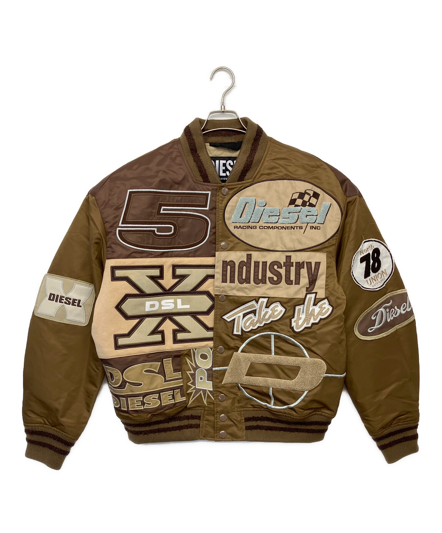 中古・古着通販】DIESEL (ディーゼル) スタジャン ブラウン サイズ:XL 中古・古着通販】DIESEL (ディーゼル) スタジャン ブラウン サイズ:XL