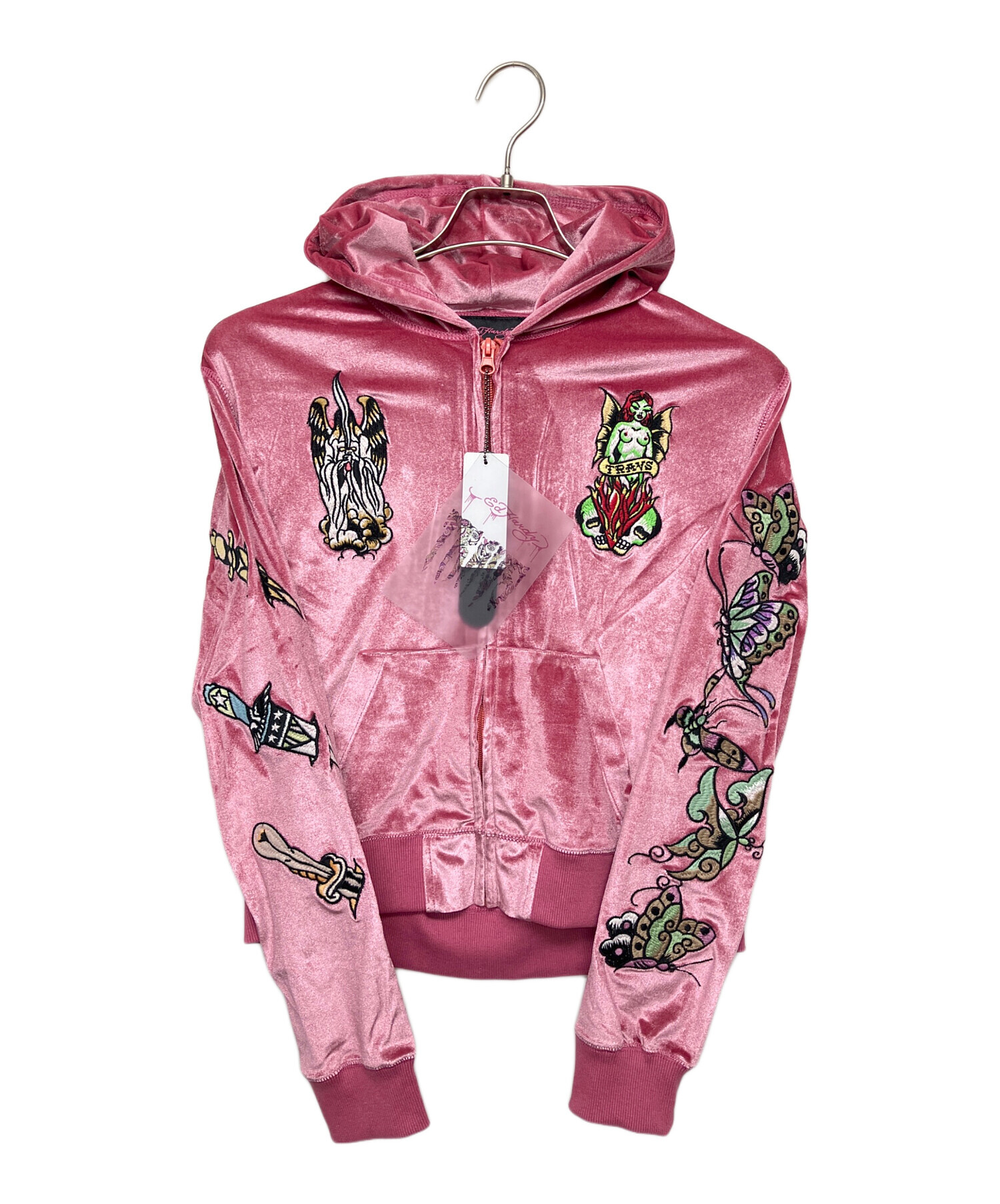 Ed HARDY エドハーディー ベロアセットアップ上下　ラインストーン 中古・古着通販】Ed Hardy (エド ハーディー) ベロアセットアップ
