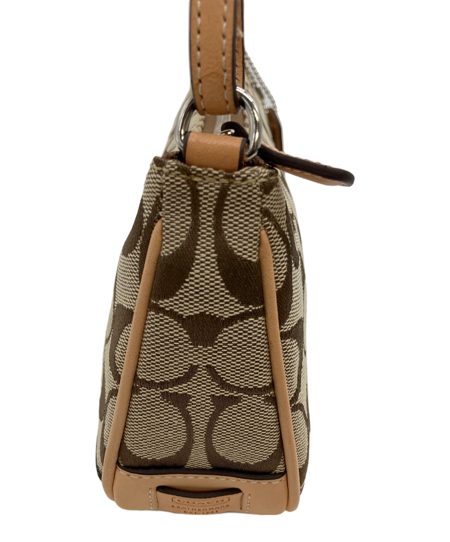 コーチ ショルダーバッグ　ワンショルダー　ホーボー シグネチャー　ベージュ 中古・古着通販】COACH (コーチ) シグネチャー ワンショルダーバッグ