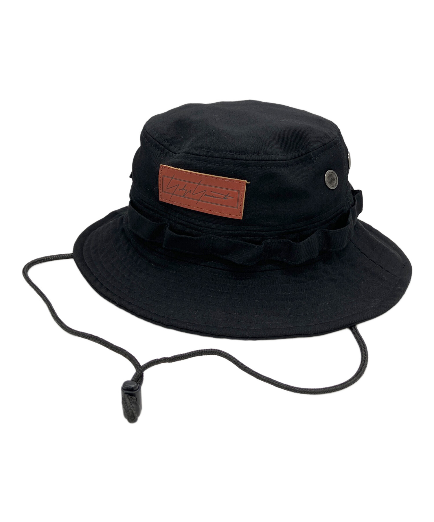 激レア ヨウジヤマモト×ニューエラ アドベンチャーハット レザーパッチ 黒 中古・古着通販】New Era (ニューエラ) YOHJI YAMAMOTO (ヨウジ