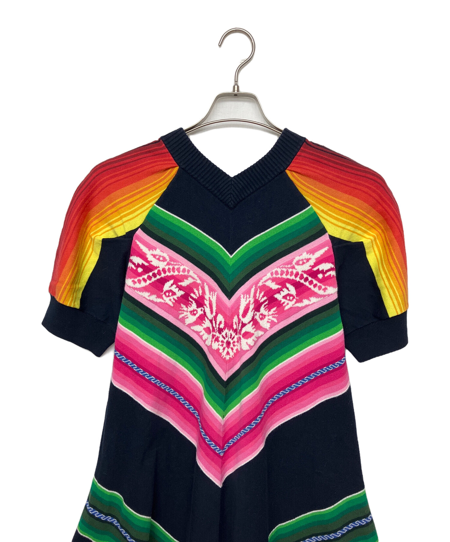 sacaiサカイワンピース未使用品サイズ3 中古・古着通販】sacai (サカイ) 半袖ワンピース マルチカラー サイズ