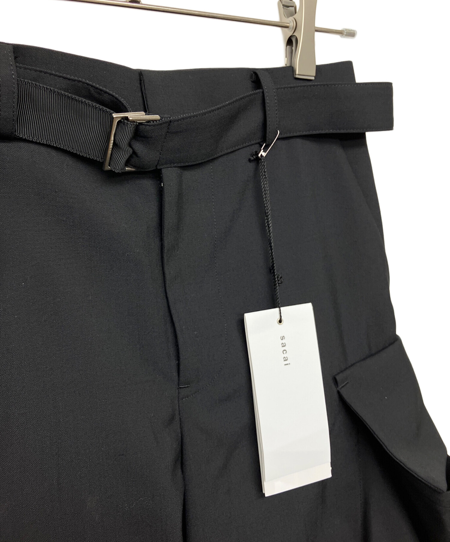 中古・古着通販】sacai (サカイ) カーゴスーツパンツ ブラック サイズ
