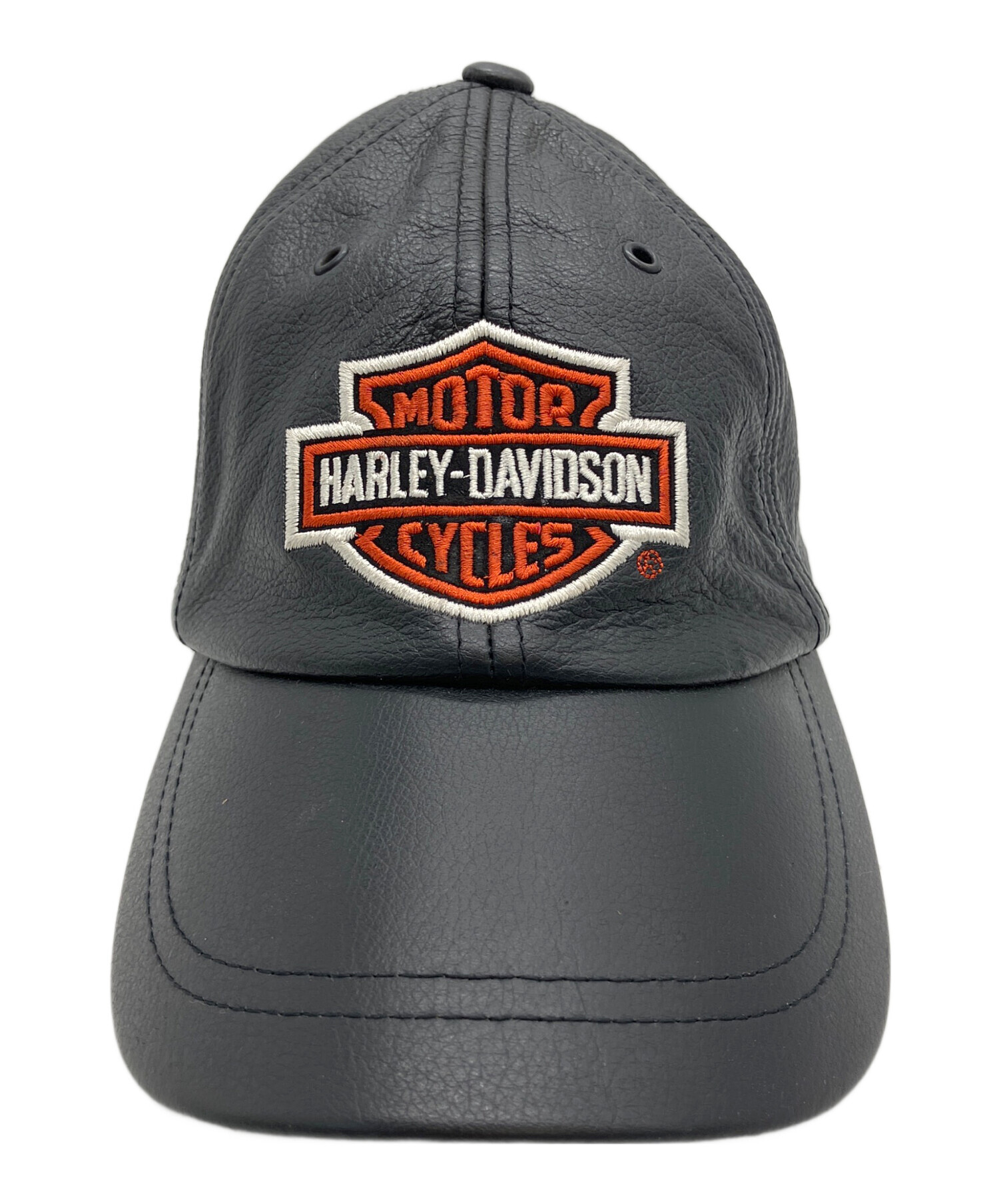 ハーレーダビッドソン　Harley-Davidson レザーキャップ ブラック バー＆シールドプレミアムレザーベースボールキャップ -ハーレー