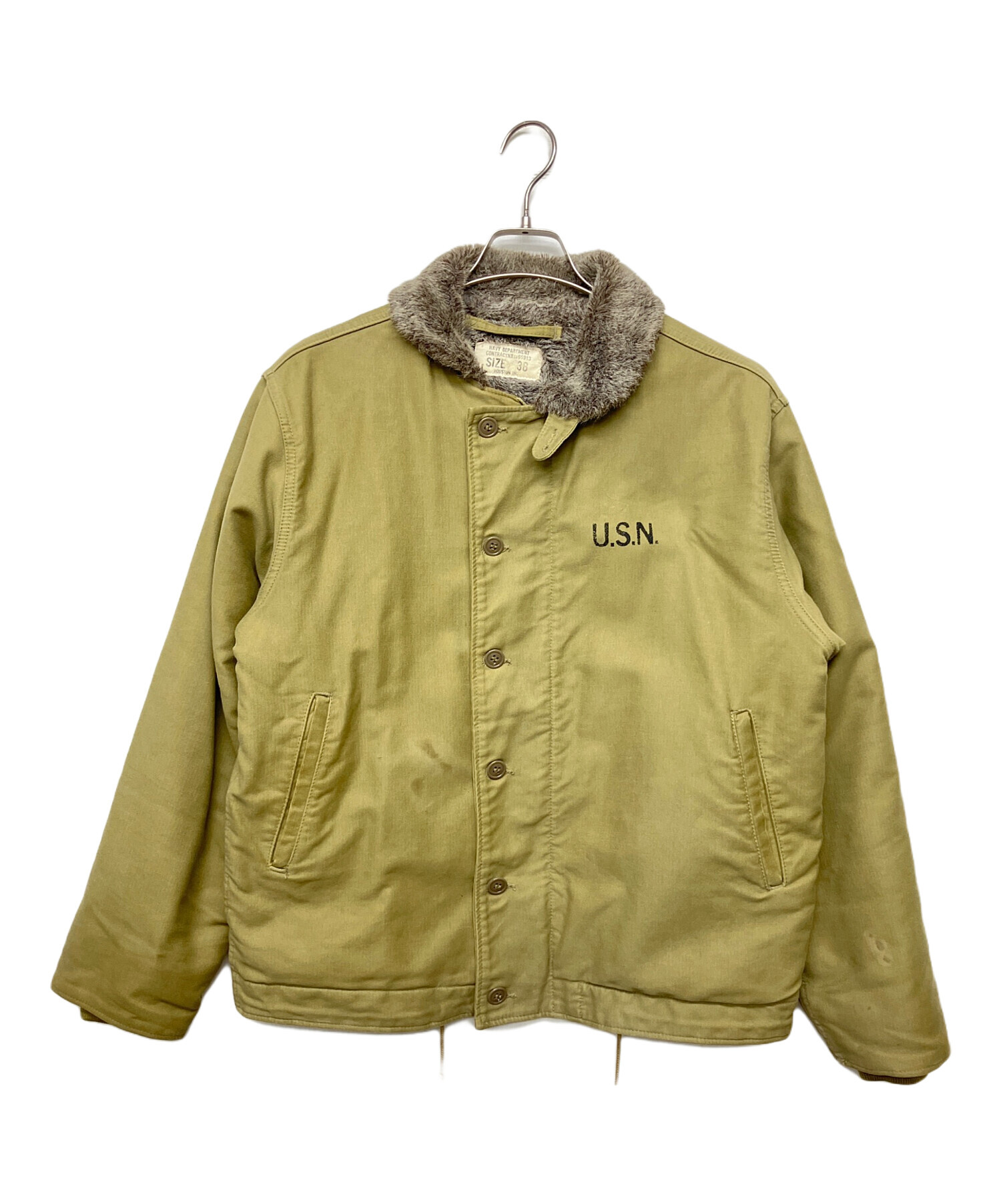 希少 HOUSTON ヒューストン USN デッキジャケット 綿36 カーキ 中古・古着通販】HOUSTON (ヒューストン) デッキジャケット カーキ