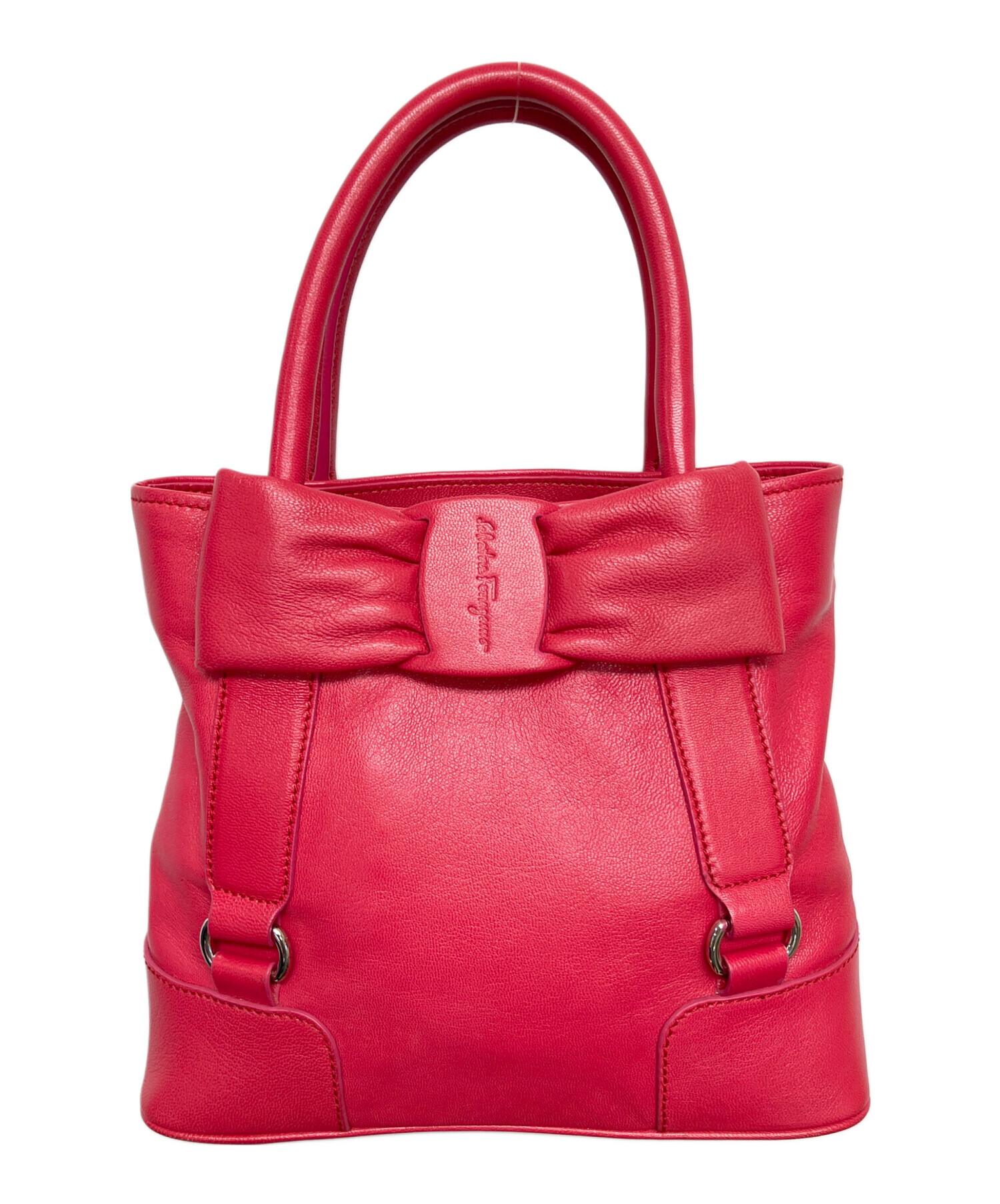SalvatoreFerragamo ヴァラリボン バケツ型ハンドバッグ 赤 中古・古着通販】Salvatore Ferragamo (サルヴァトーレ フェラガモ