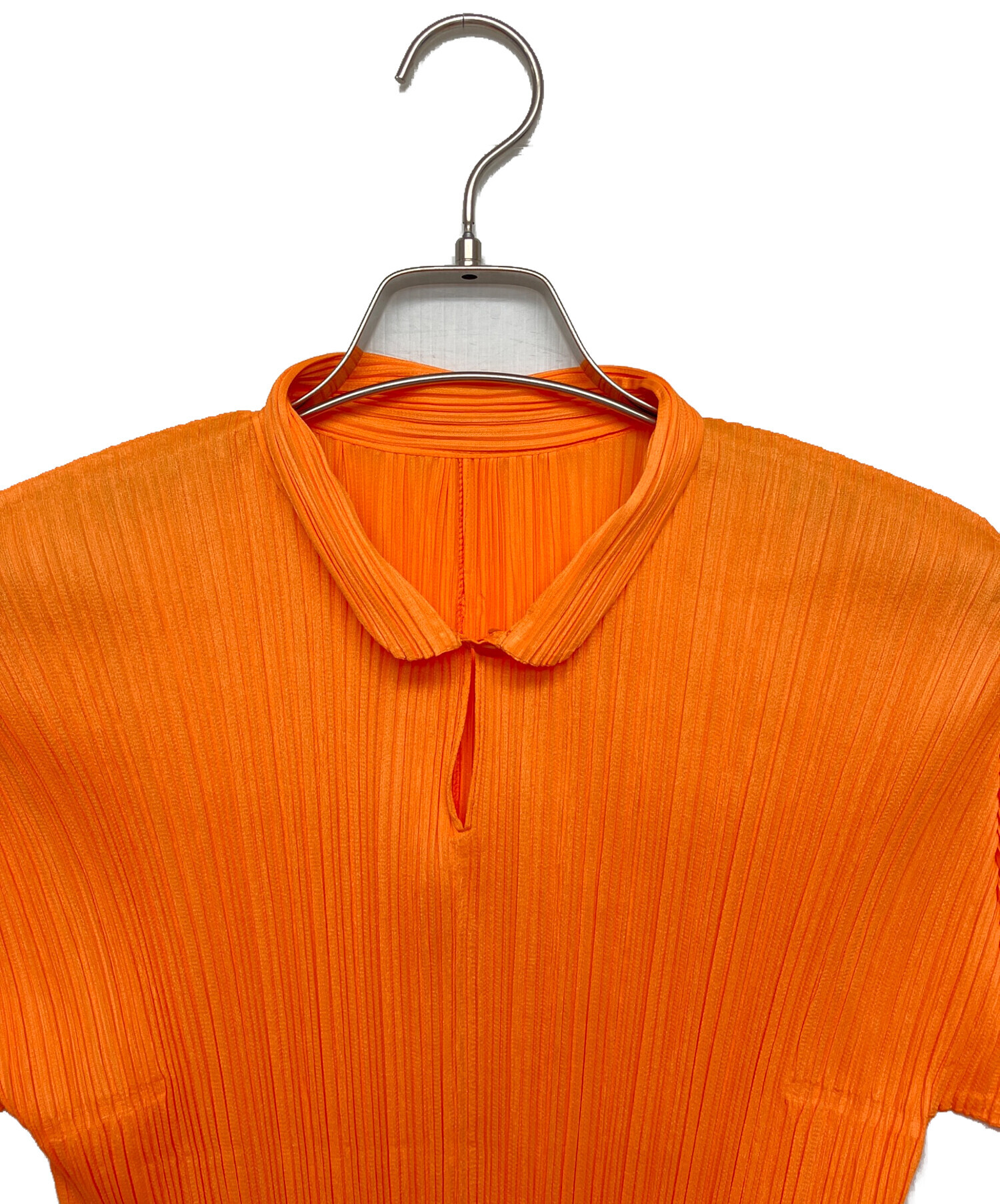 美品　PLEATS PLEASE  半袖ブラウス　トップス　横プリーツ　オレンジ 中古・古着通販】PLEATS PLEASE (プリーツプリーズ) 半袖ブラウス