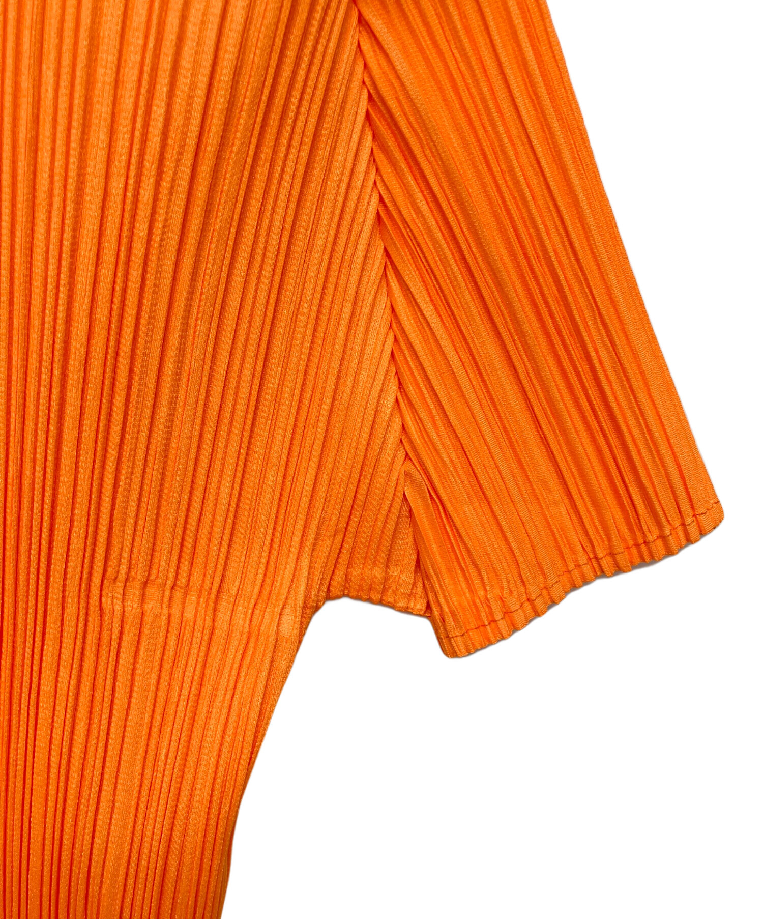 美品　PLEATS PLEASE  半袖ブラウス　トップス　横プリーツ　オレンジ 中古・古着通販】PLEATS PLEASE (プリーツプリーズ) 半袖ブラウス
