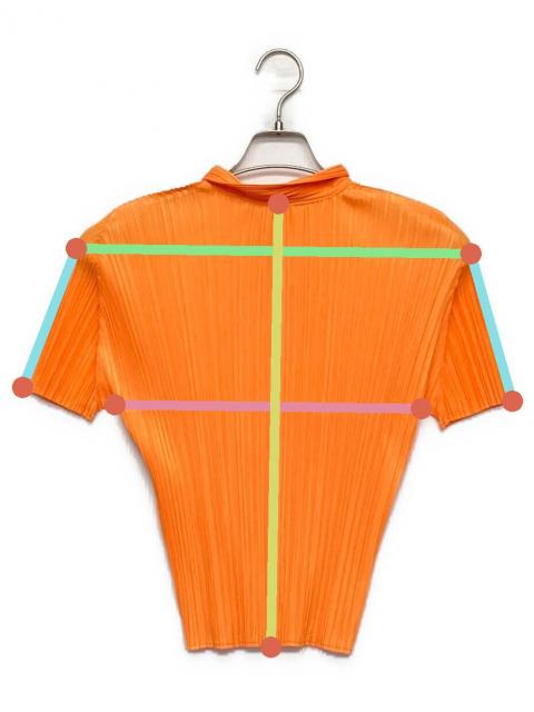 美品　PLEATS PLEASE  半袖ブラウス　トップス　横プリーツ　オレンジ 中古・古着通販】PLEATS PLEASE (プリーツプリーズ) 半袖ブラウス