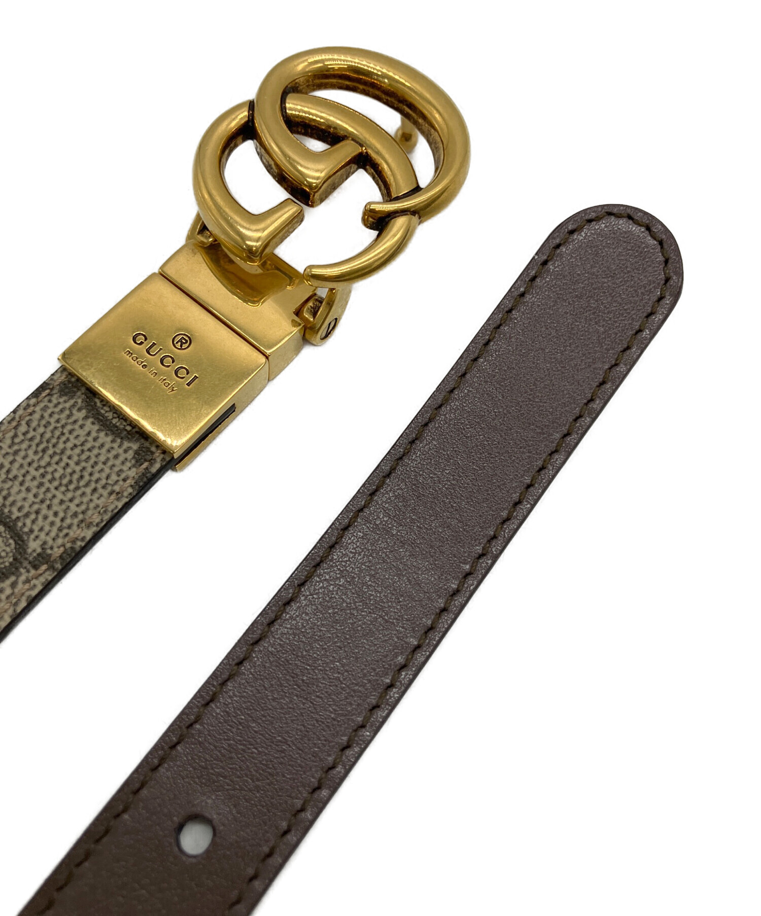 中古・古着通販】GUCCI (グッチ) ダブルGスリムベルト ブラウン