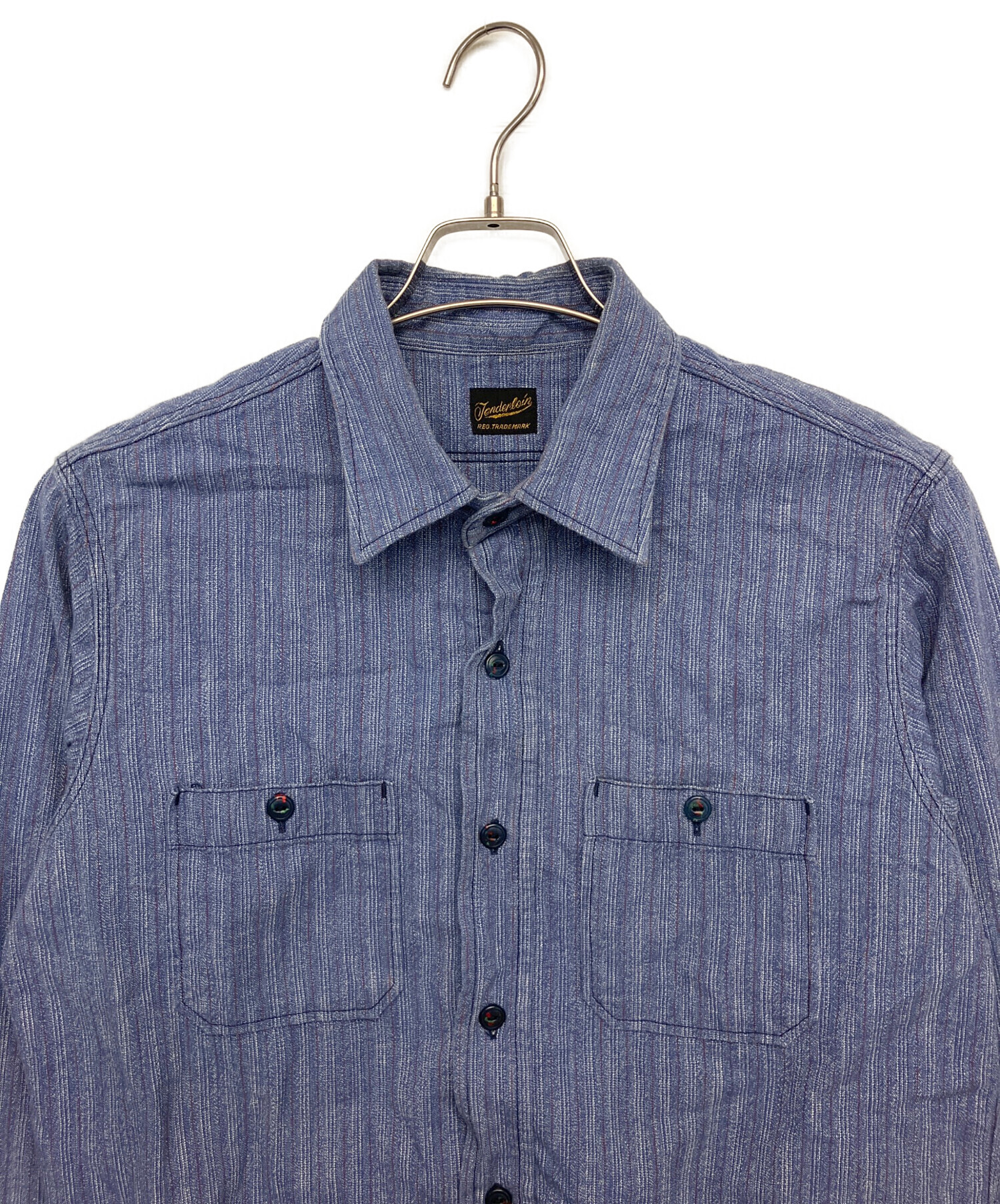 TENDERRLOIN 刺繍シャツ 中古・古着通販】TENDERLOIN (テンダーロイン) 長袖シャツ ブルー