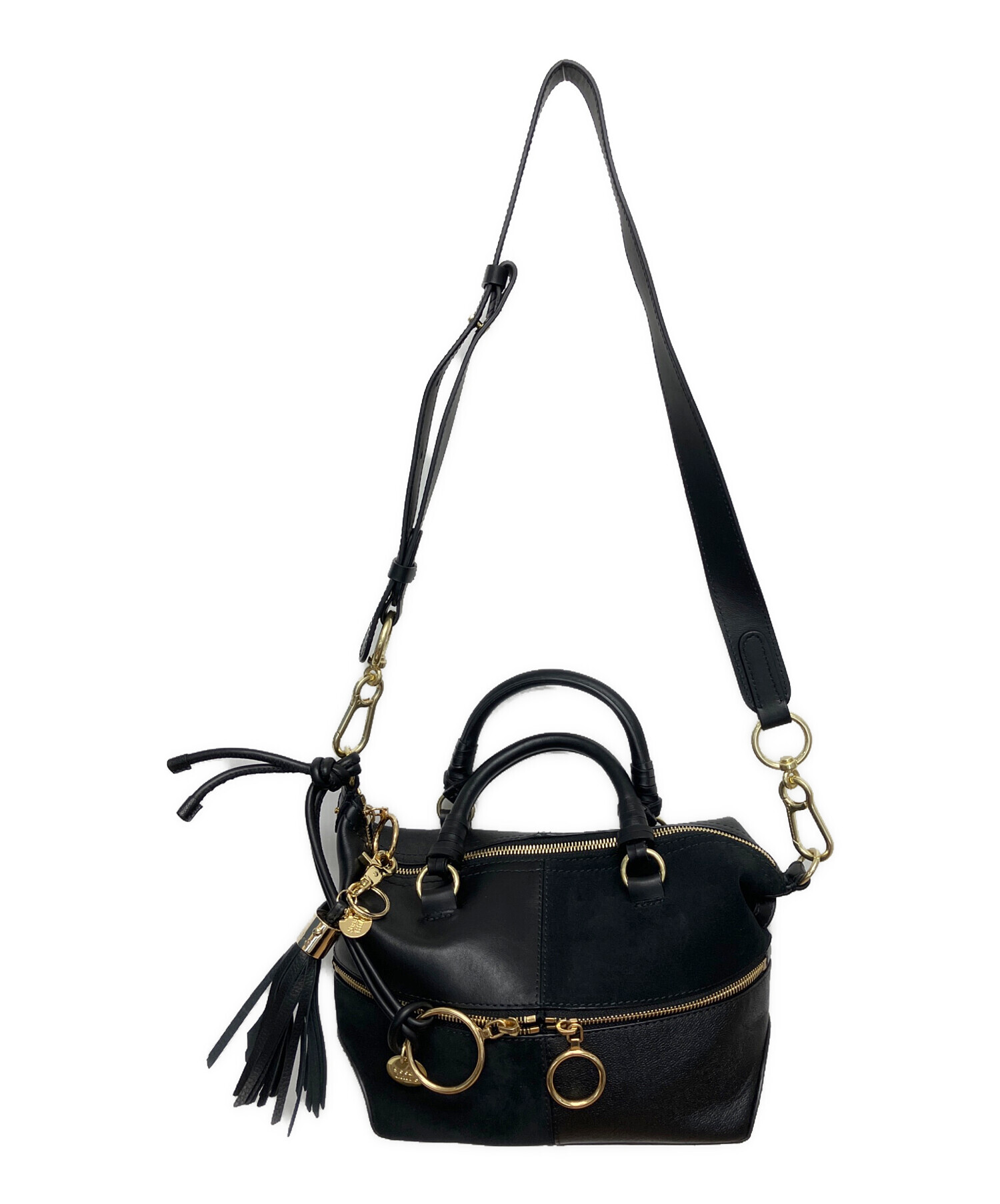 ☆新品同様☆シーバイクロエ☆レザーハンドバッグ☆ブラック 中古・古着通販】SEE BY CHLOE (シーバイクロエ) ハンドバッグ