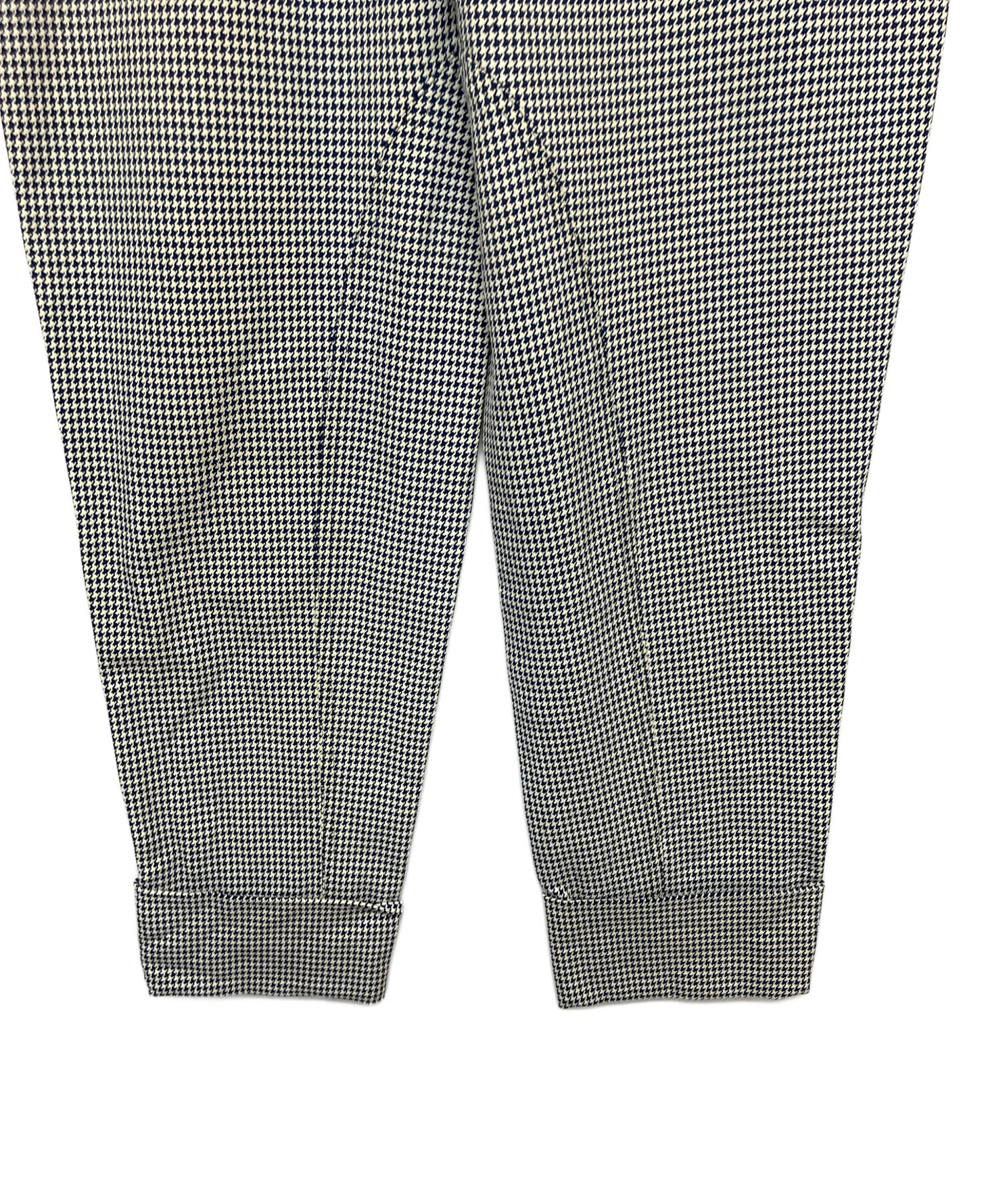 エルメス　HERMES （36） スラックス　パンツ　ハイウエスト　千鳥格子柄 中古・古着通販】HERMES (エルメス) 千鳥格子 スラックス ブラック