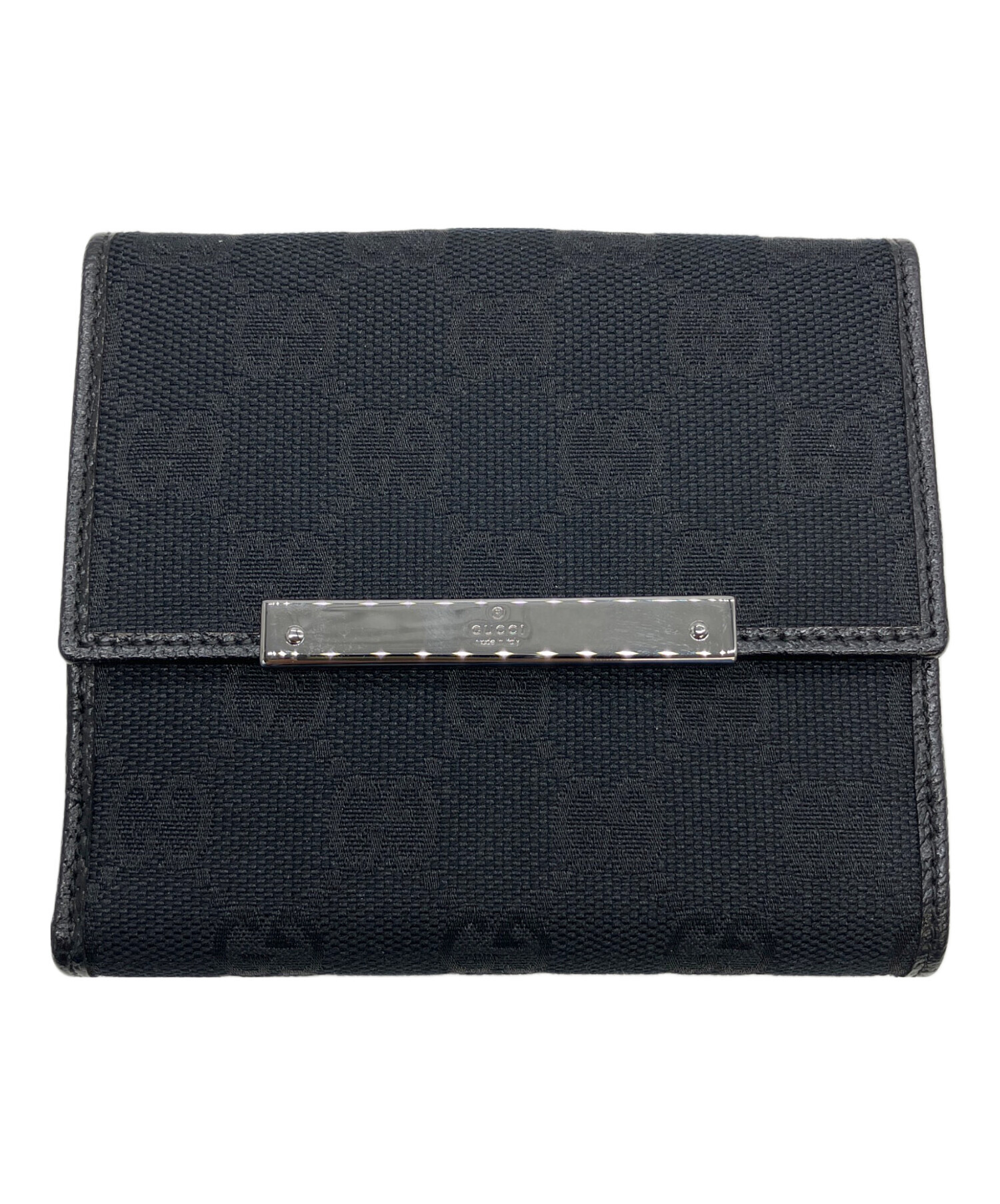 Gucci GGキャンバス 二つ折り財布 中古・古着通販】GUCCI (グッチ) GG キャンバス 2つ折り財布 ブラック