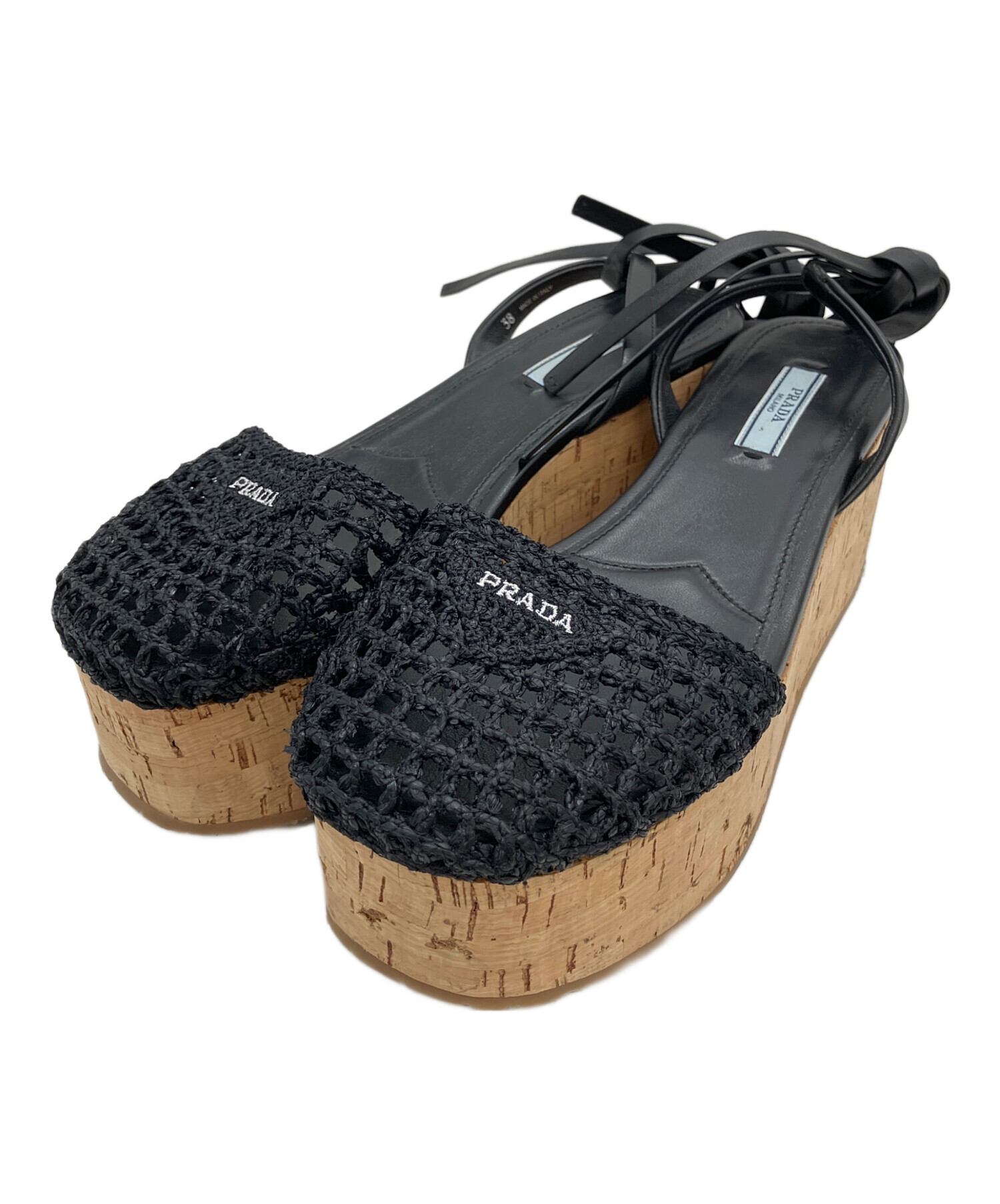 中古・古着通販】PRADA (プラダ) ウェッジソールサンダル ベージュ