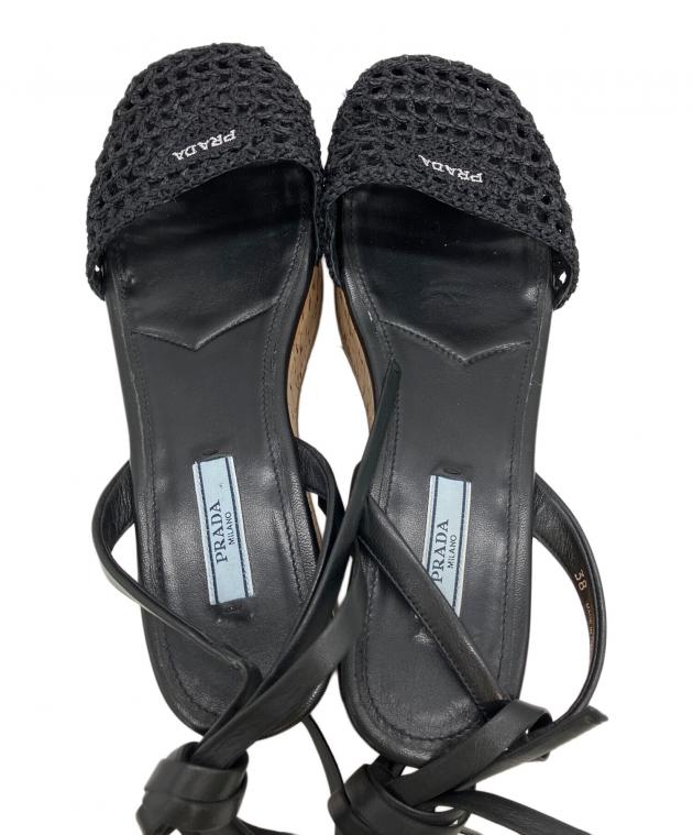 中古・古着通販】PRADA (プラダ) ウェッジソールサンダル ベージュ
