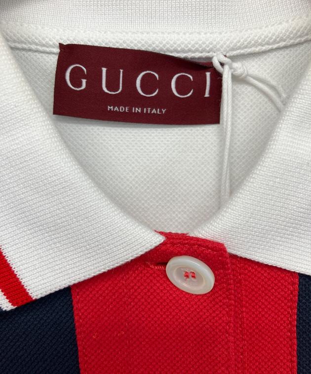 GUCCI ストライプポロシャツ 中古・古着通販】GUCCI (グッチ) ウェブストライプポロシャツ