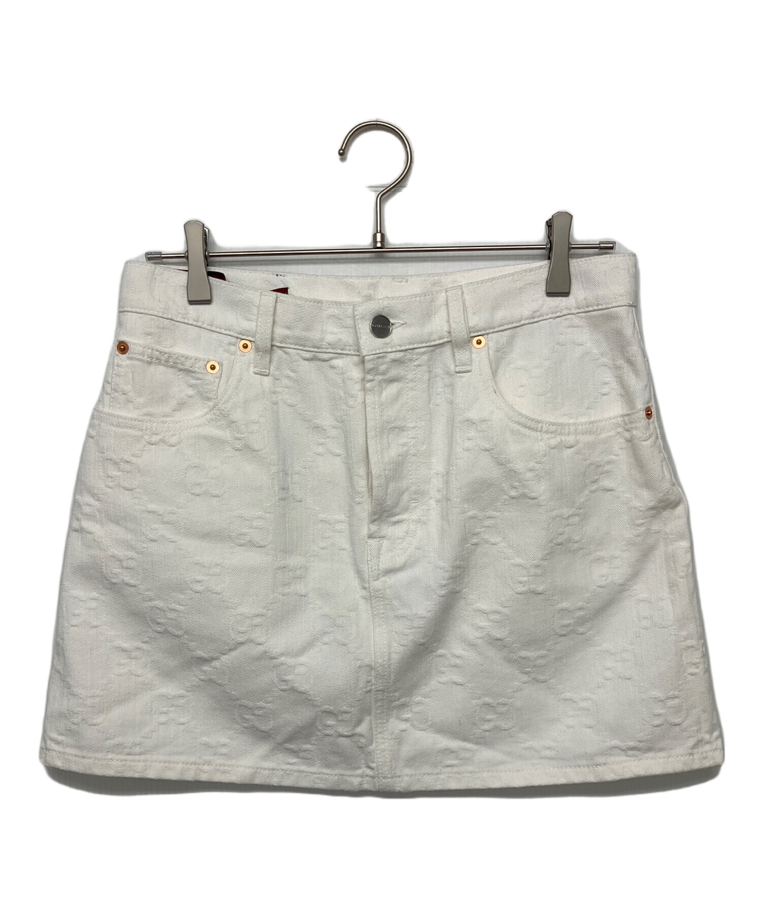 GUCCI フレアスカート ブラック/ホワイト S 中古・古着通販】GUCCI (グッチ) Skirt with monogram スカート