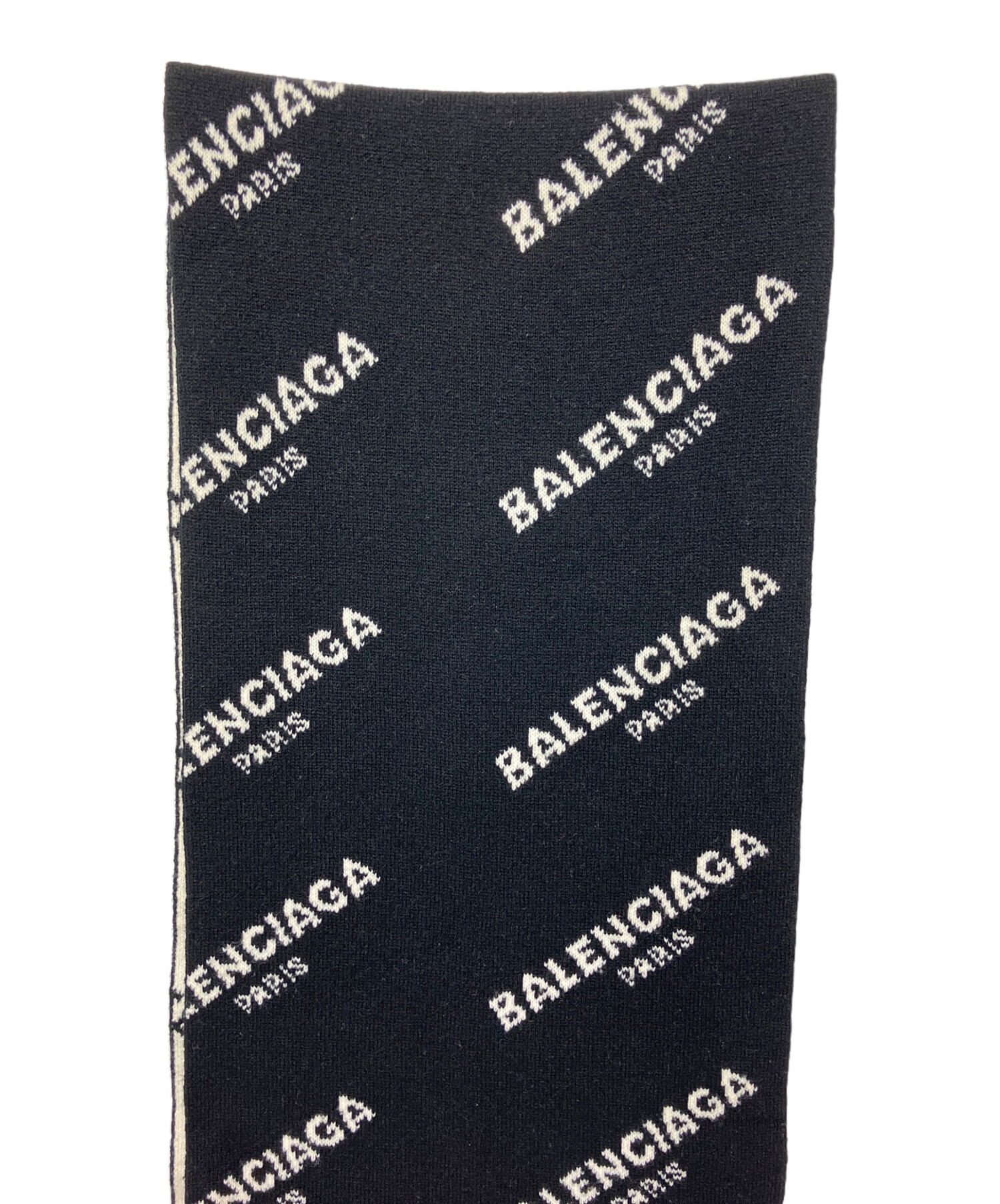 BALENCIAGA バレンシアガ ダウンマフラー 30x160cm ブラック 中古・古着通販】BALENCIAGA (バレンシアガ) オールオーバーロゴ