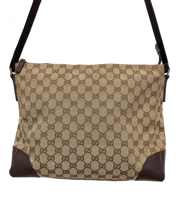 GUCCI GGキャンバス ショルダーバッグ ダークブラウン 中古・古着通販】GUCCI (グッチ) GGキャンバスショルダーバッグ