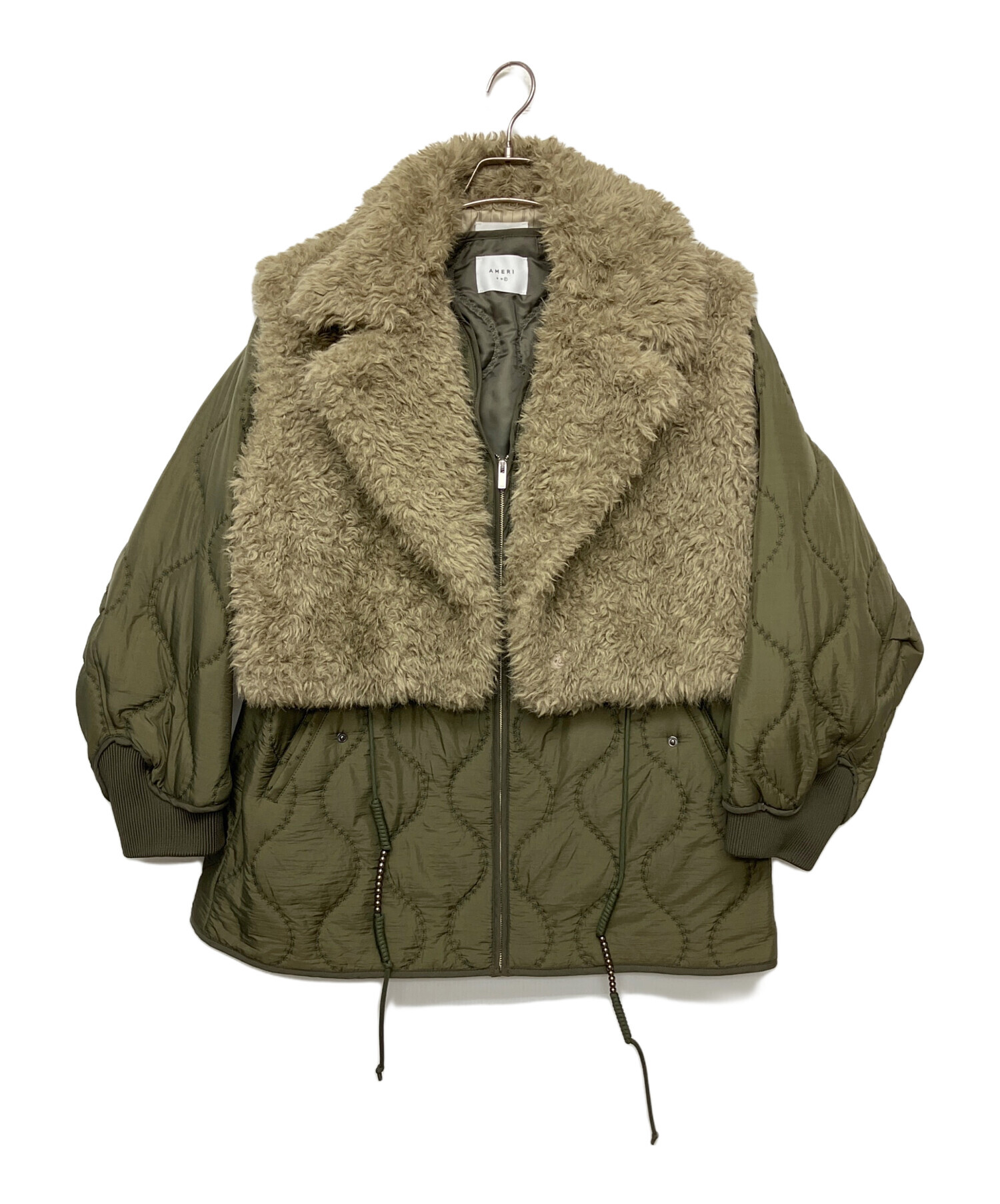 中古・古着通販】AMERI (アメリ) BOA VEST SET QUILTING COAT グリーン 
