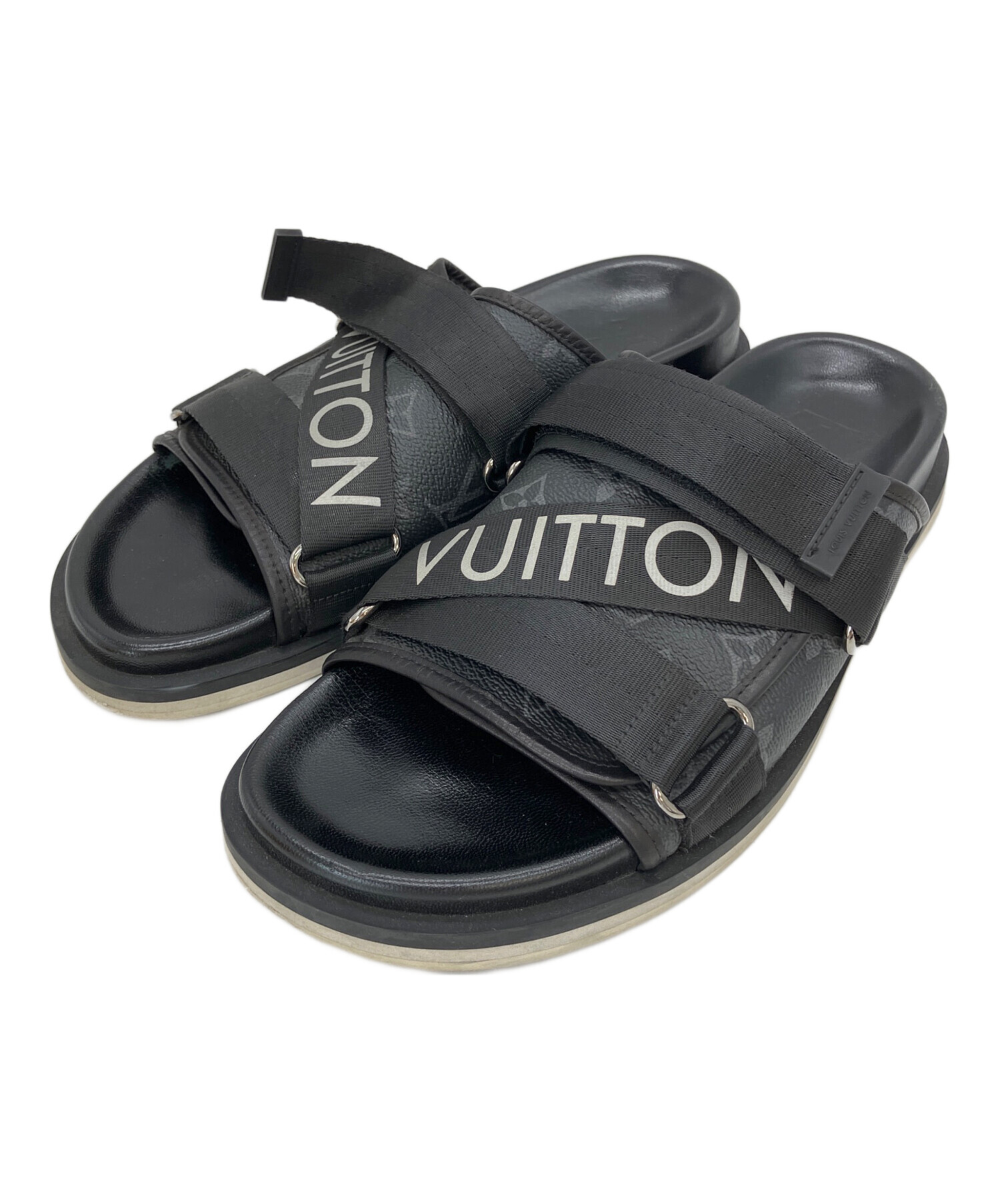 LOUIS VUITTON ルイヴィトン モノグラム サンダル ブラック 28 中古・古着通販】LOUIS VUITTON (ルイ ヴィトン) サンダル ブラック