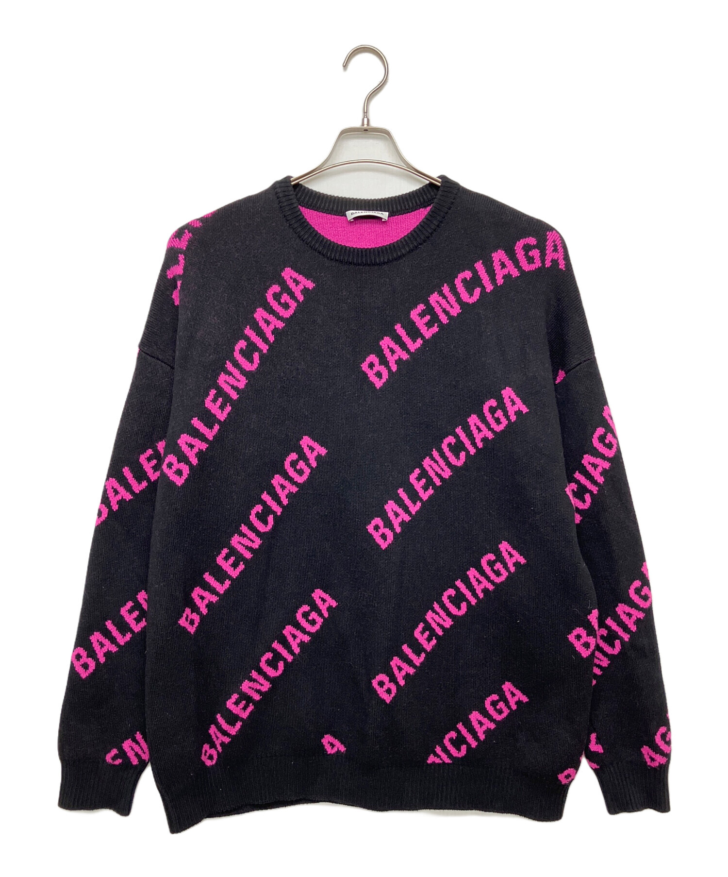 BALENCIAGA バレンシアガ ロゴ リブ ニット セーター ピンク 中古・古着通販】BALENCIAGA (バレンシアガ) 576320 T3153 クルー