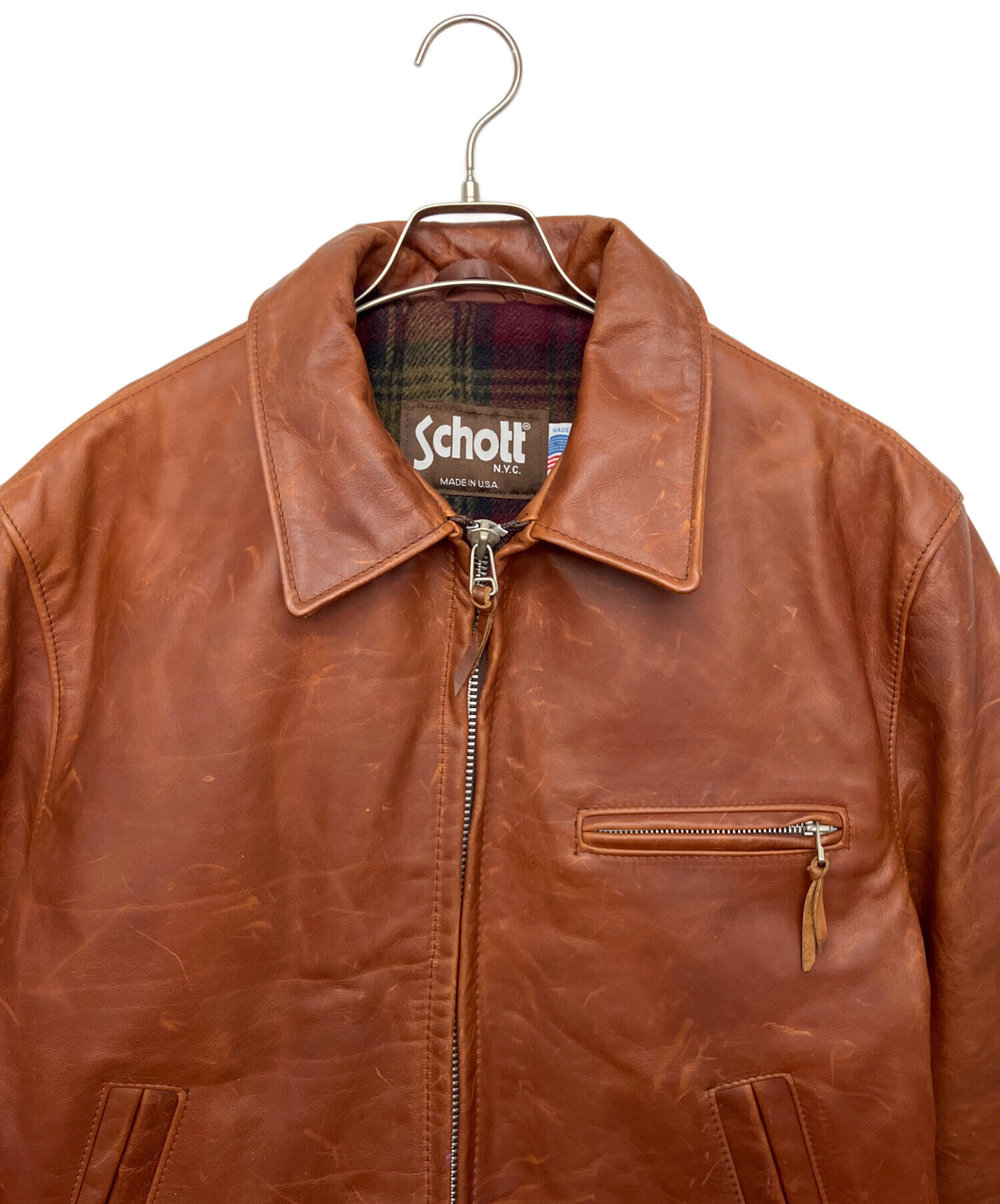 schott ショット シングルライダースジャケット　ライトブラウン　36 M 中古・古着通販】Schott (ショット) シングルライダースジャケット