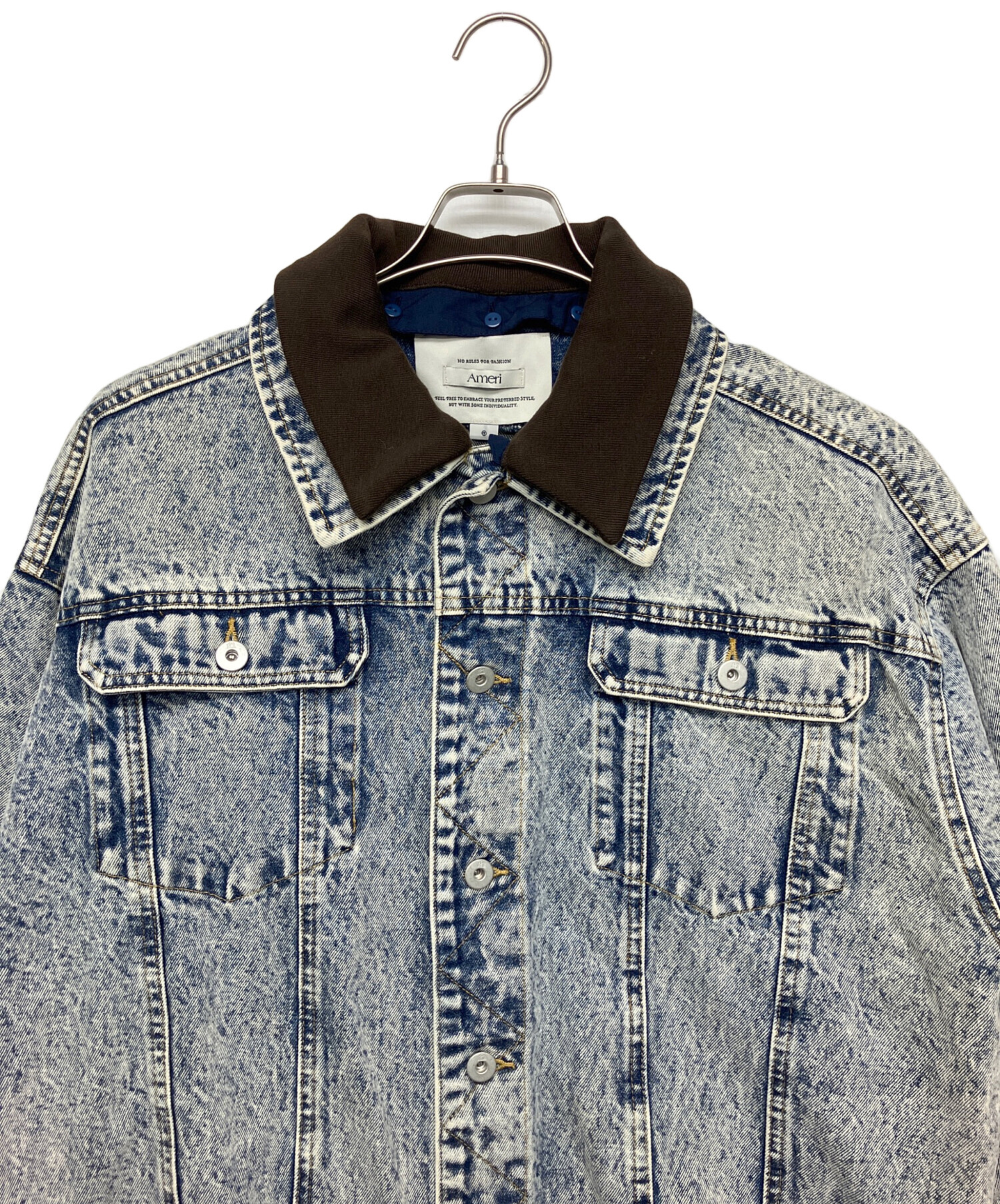 中古・古着通販】AMERI (アメリ) RIB MIX DENIM BLOUSON デニム
