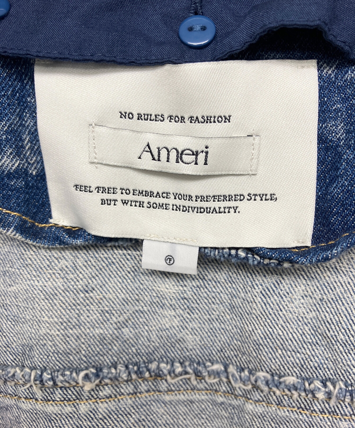 中古・古着通販】AMERI (アメリ) RIB MIX DENIM BLOUSON デニム