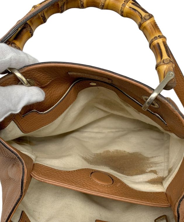 中古・古着通販】GUCCI (グッチ) バンブー2WAYバッグ ブラウン