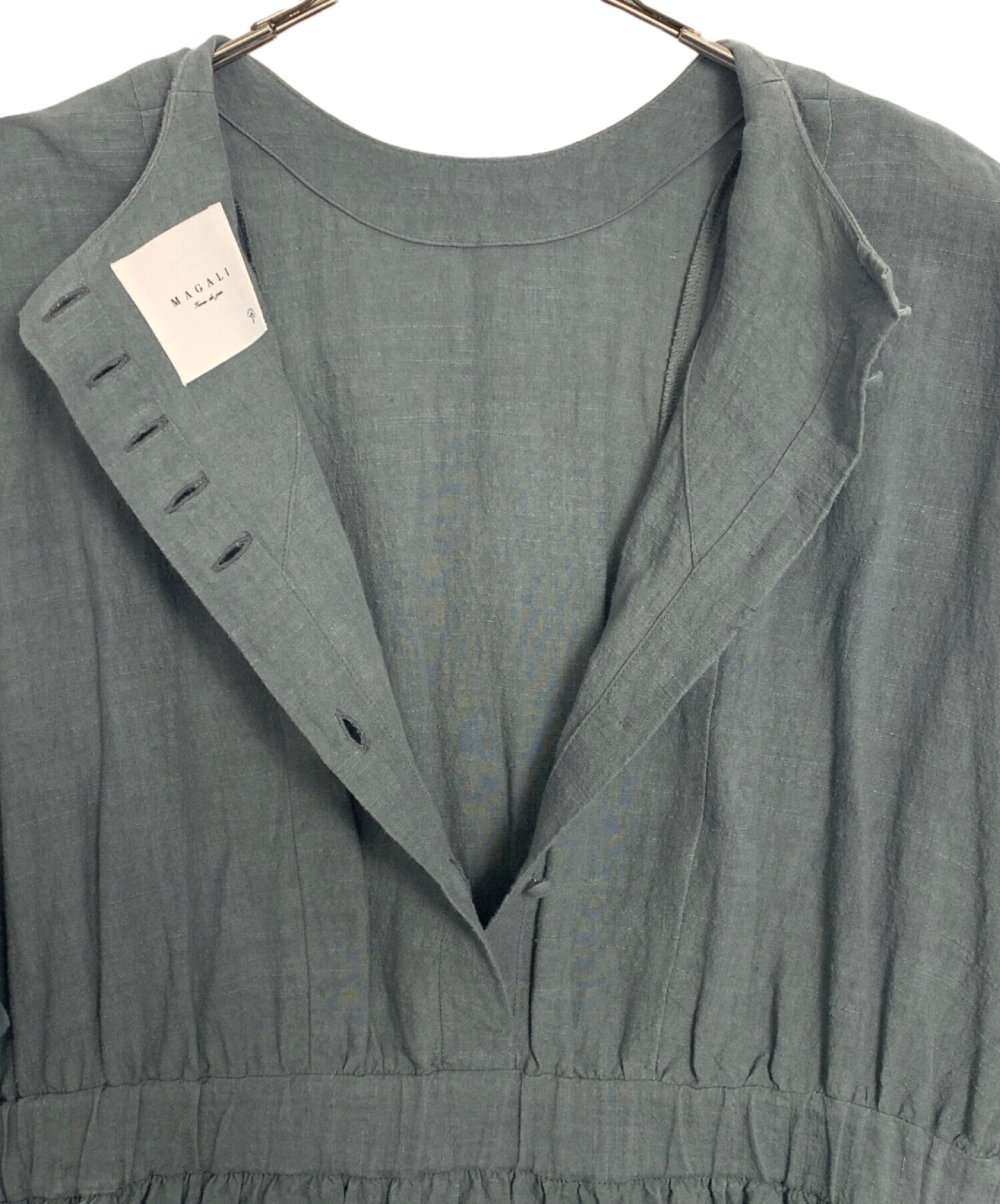 中古・古着通販】MAGALI (マガリ) MAGALI リネンワンピース グレー  