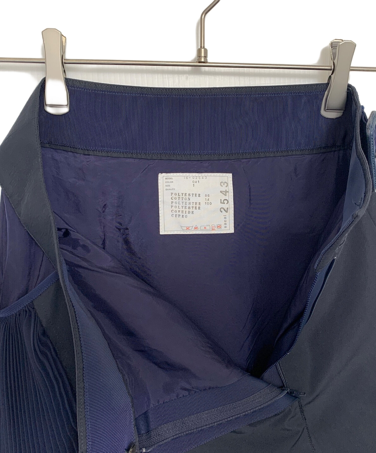 中古・古着通販】sacai (サカイ) プリーツスカート ネイビー サイズ:1