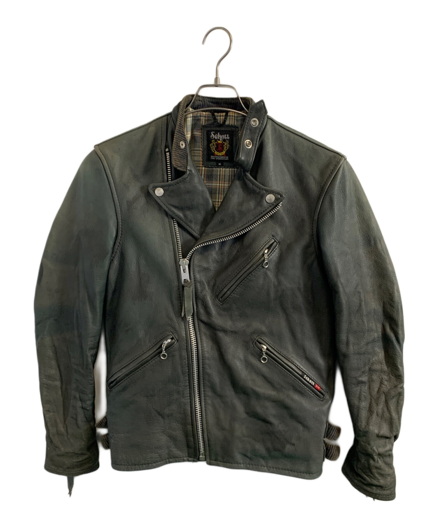 【希少】Schott 牛革 ダブルライダースジャケット 3101019 白 M 希少品】ショット 牛革 ダブルライダースジャケット ヴィンテージ