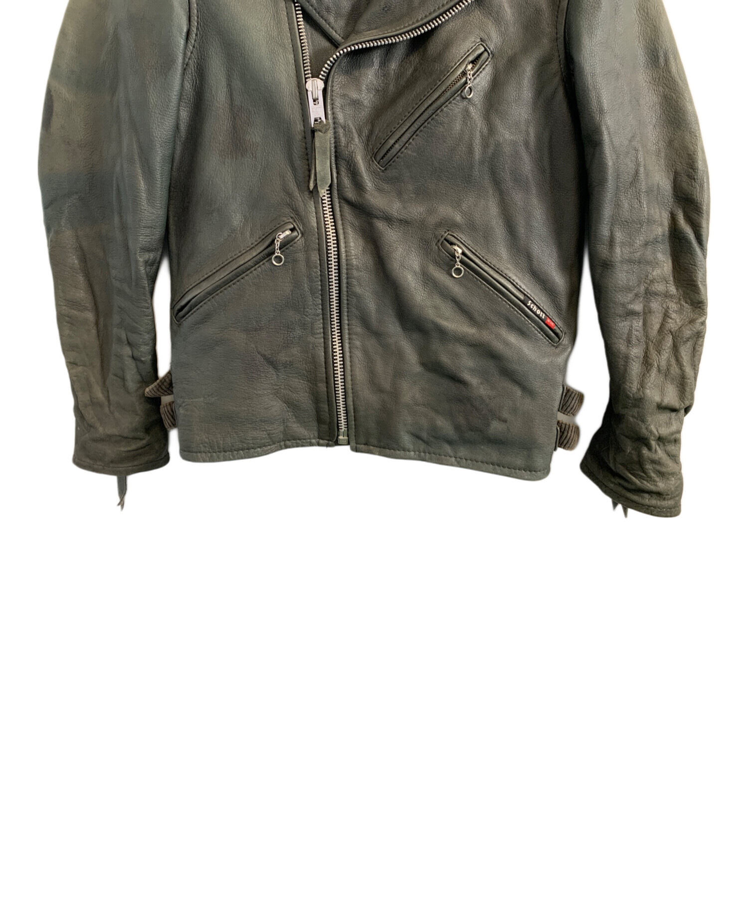 【希少】Schott 牛革 ダブルライダースジャケット 3101019 白 M 希少品】ショット 牛革 ダブルライダースジャケット ヴィンテージ