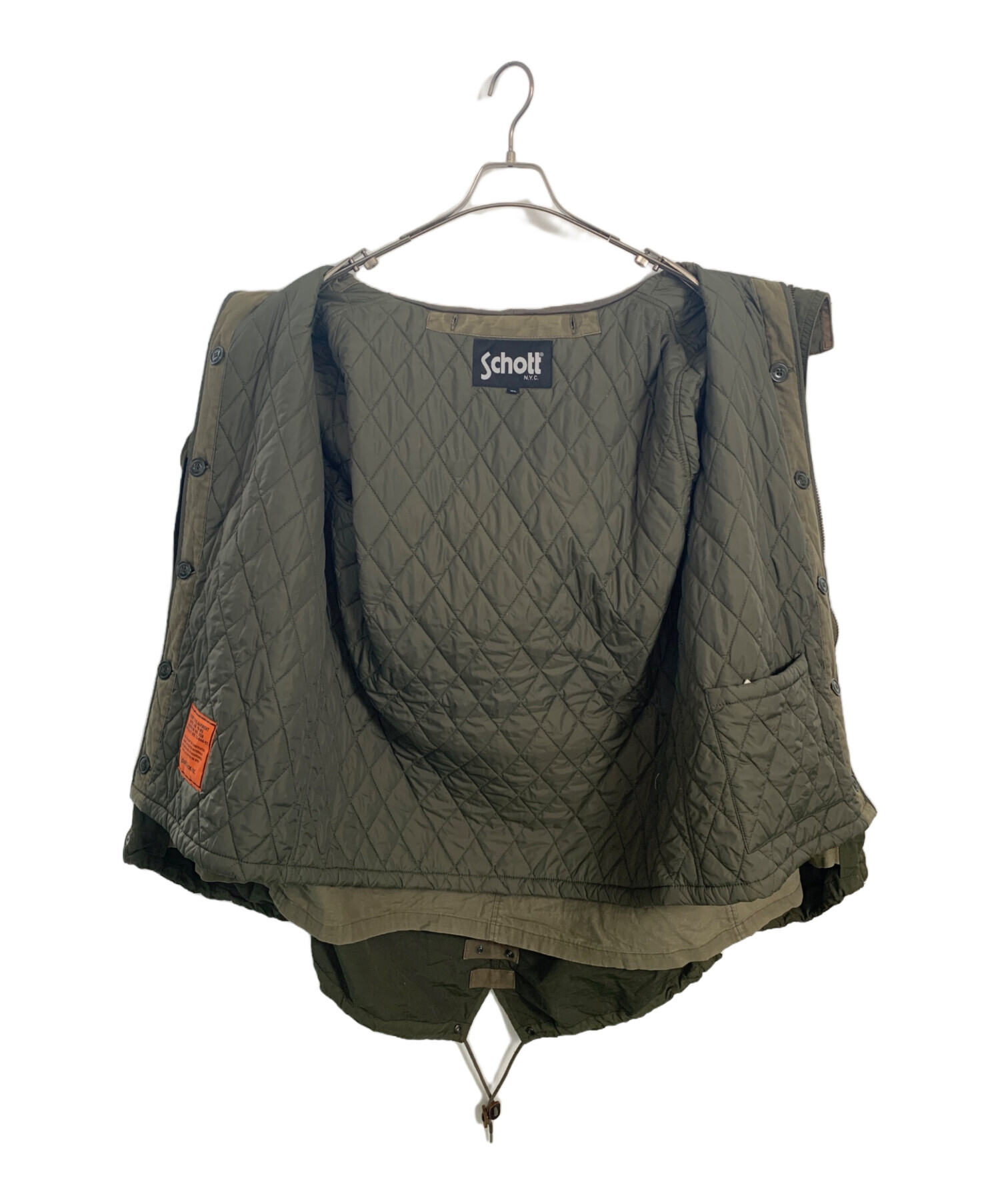 Schott モッズコート オリーブ色 中古・古着通販】Schott (ショット) Schott ミリタリーコート オリーブ