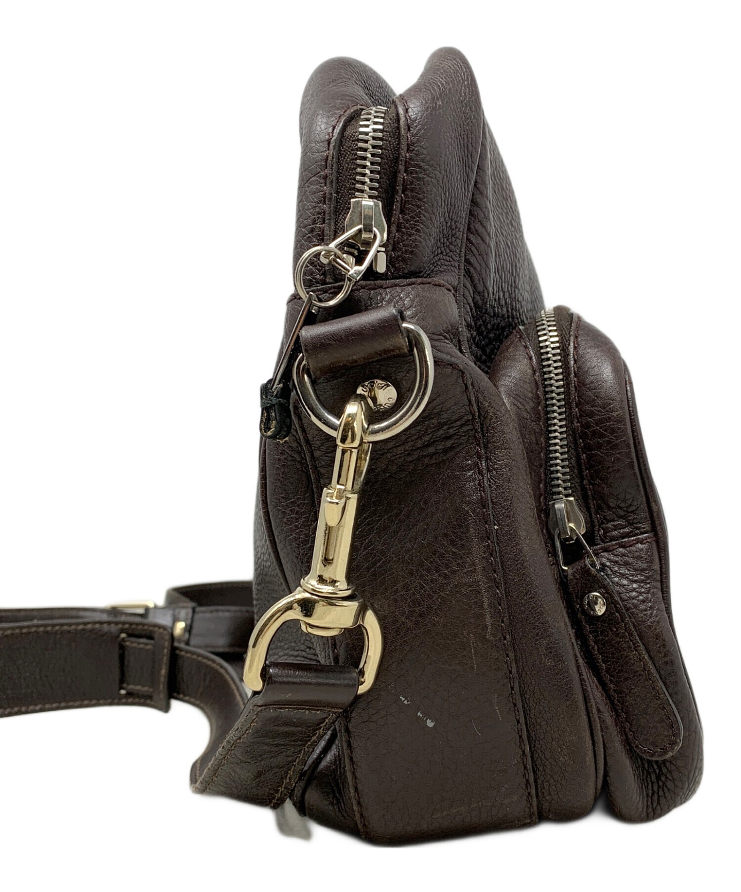 中古・古着通販】GUCCI (グッチ) レザーショルダーバッグ ブラウン