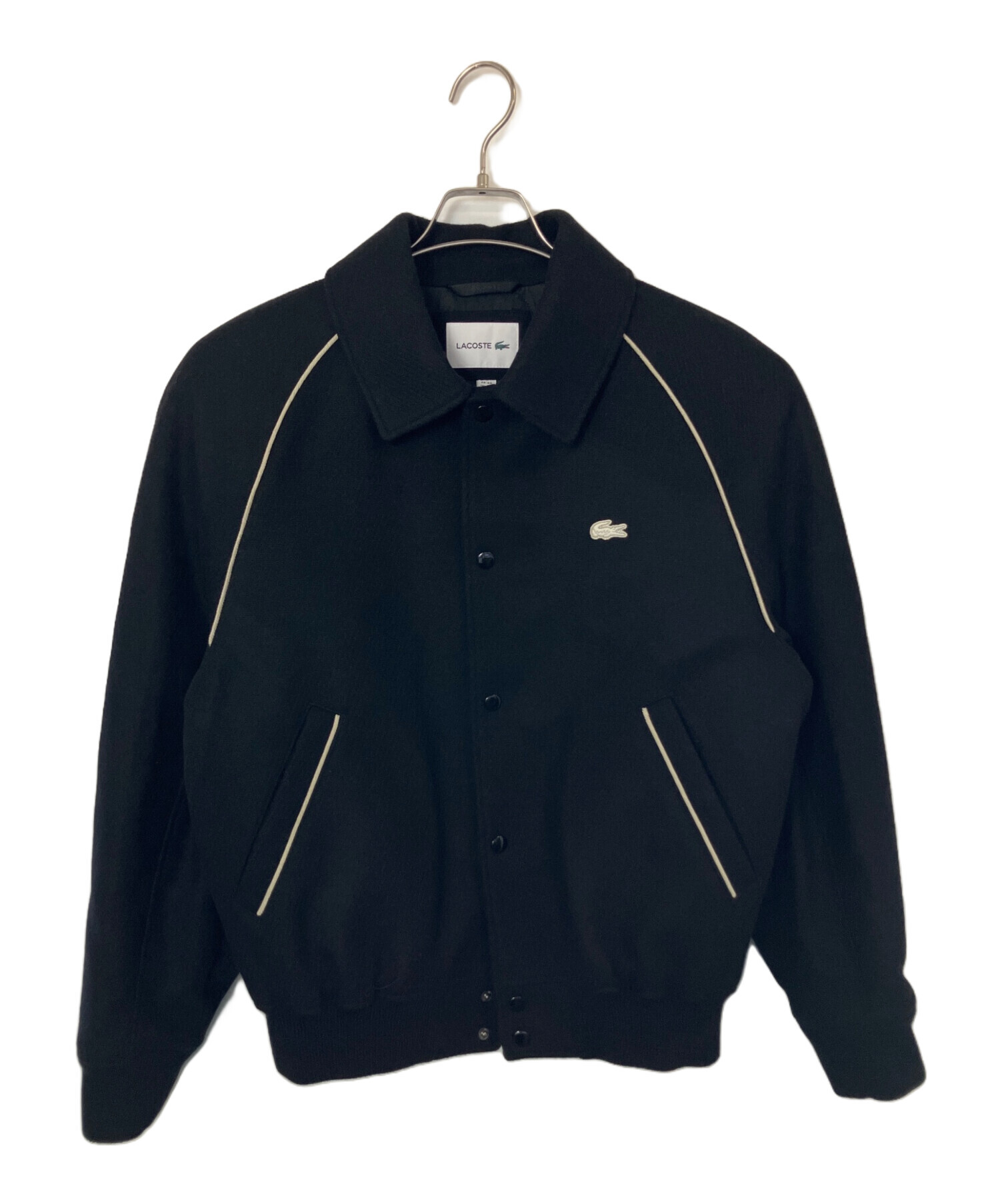 【DEVANLAY】LACOSTE ラコステ ウールブルゾンジャケット ブラック LACOSTE（ラコステ） ブルゾン アウター ウールバーシティジャケット