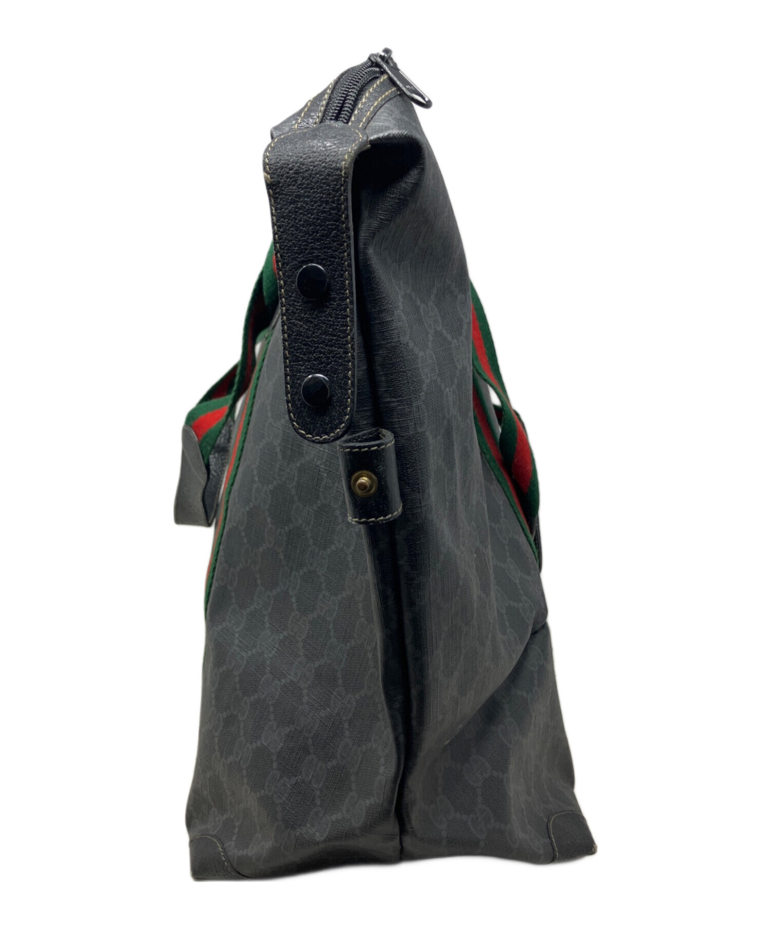 GUCCI ボストンバッグ ブラック/グリーン/レッド GUCCI(グッチ) 80's vintage suede boston bag ヴィンテージ