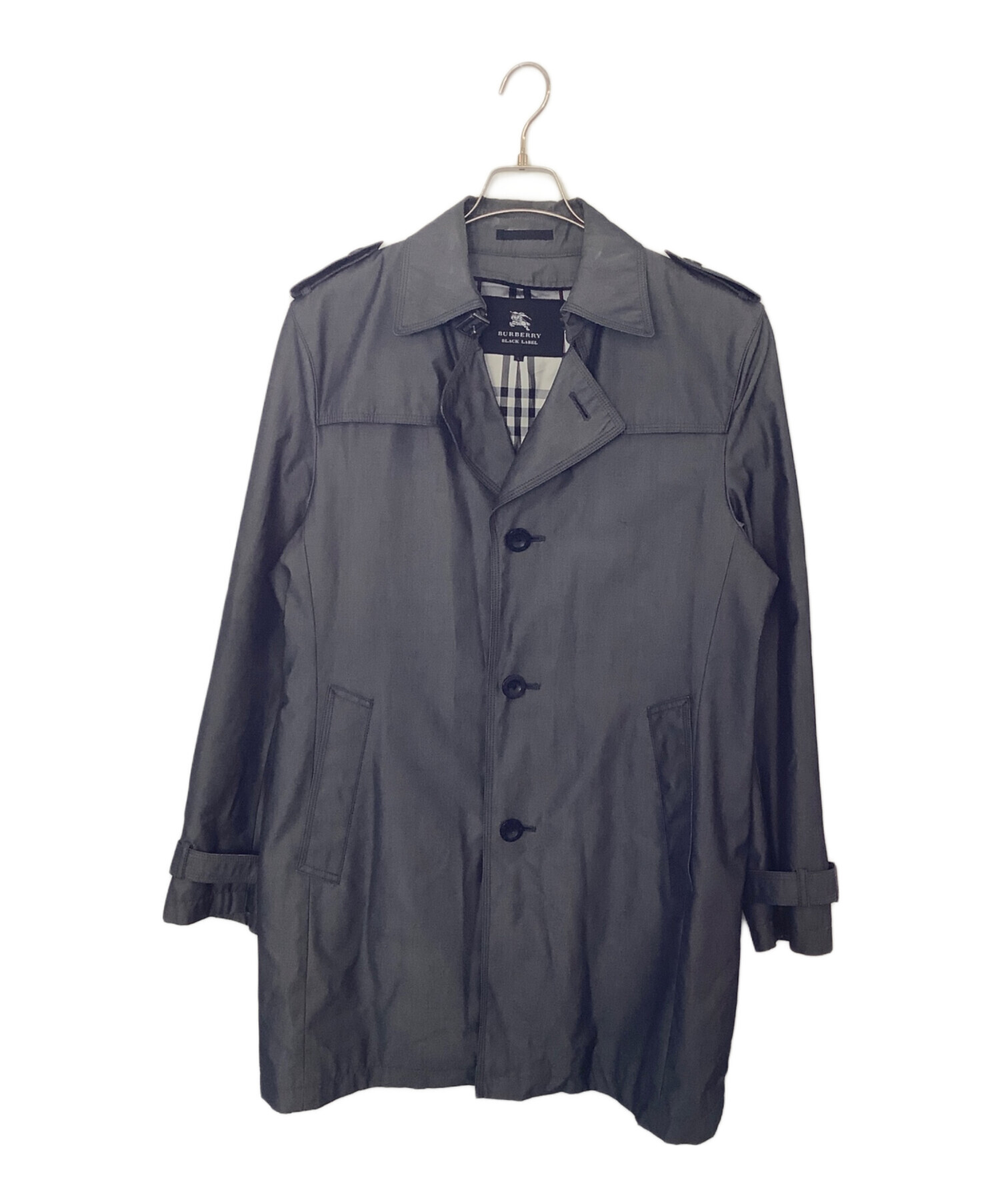 BURBERRY BLACK LABEL グレー トレンチコート Sサイズ 中古・古着通販】BURBERRY BLACK LABEL (バーバリーブラックレーベル