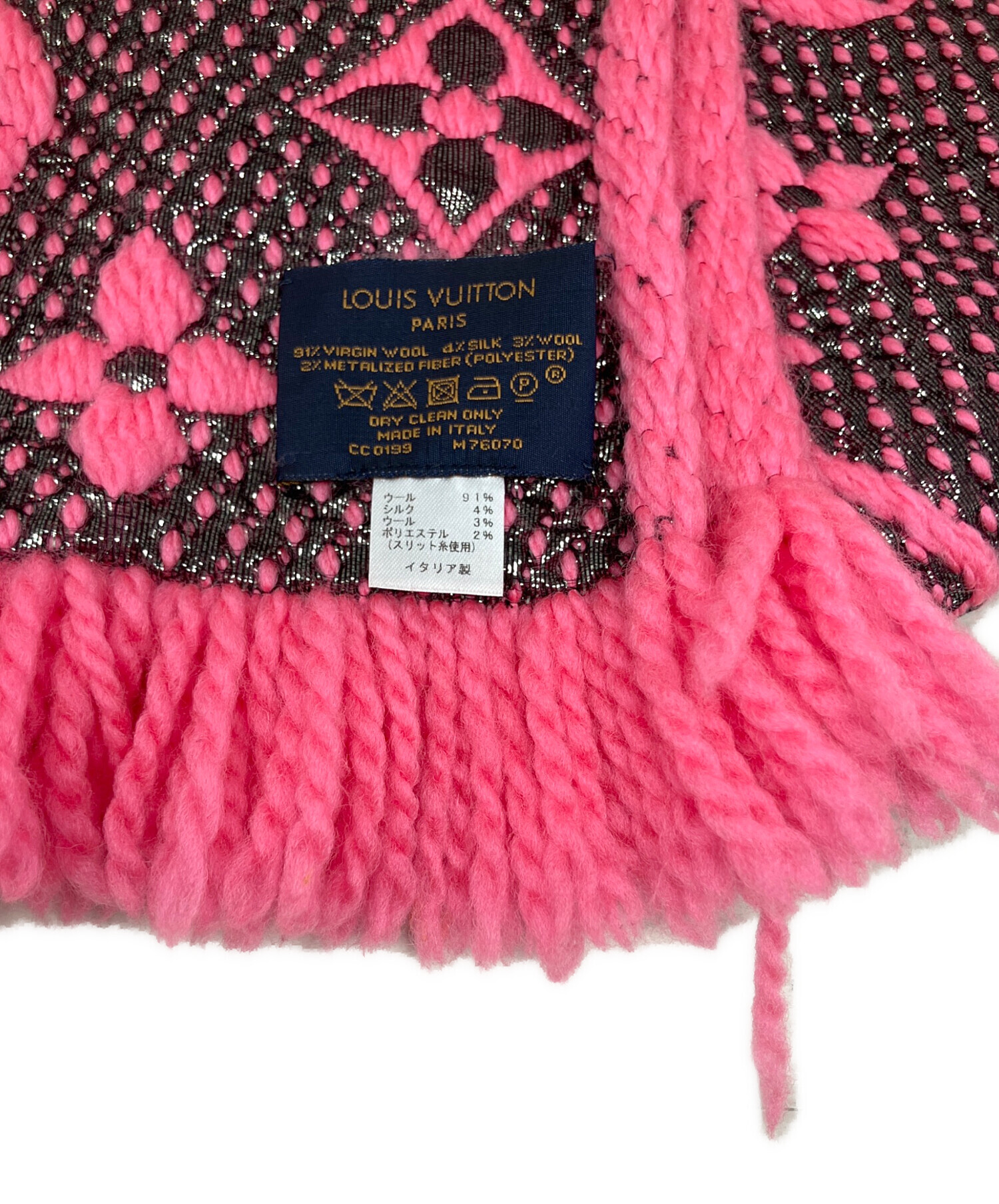 Louis Vuitton ピンク マフラー 中古・古着通販】LOUIS VUITTON (ルイ ヴィトン) ロゴマニアシャイン