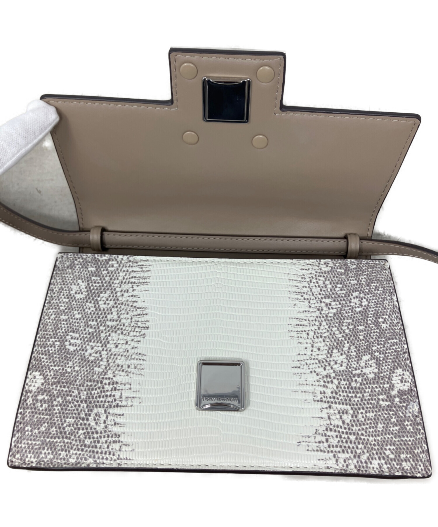 【美品】トリーバーチ ブリテン ミニ 2WAY グレー 中古・古着通販】TORY BURCH (トリーバーチ) TORY BURCH lizard mini