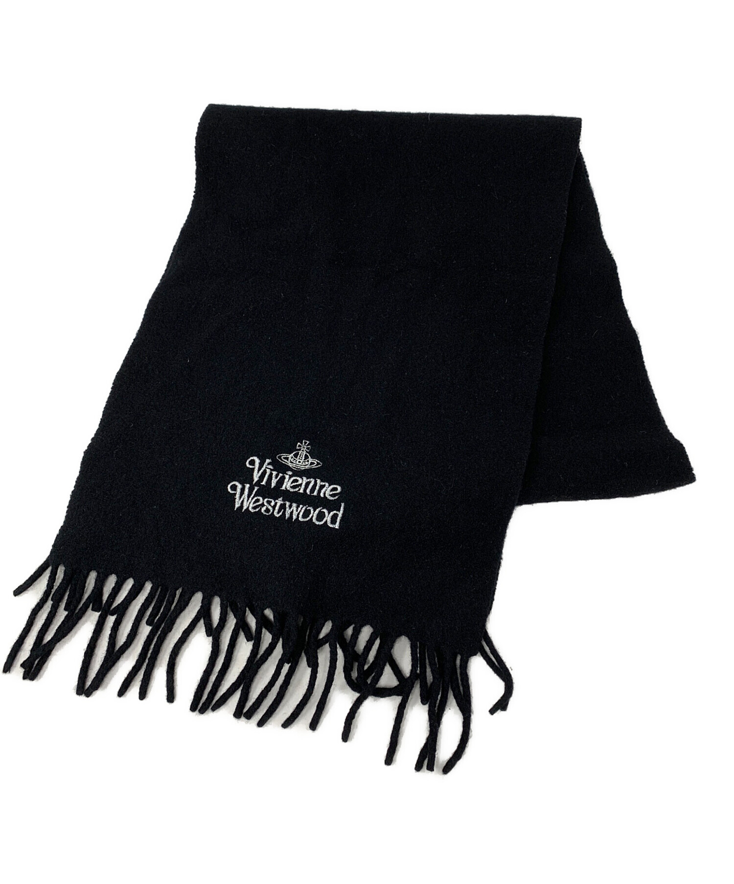未使用級 ヴィヴィアンウエストウッド イタリア製 マフラー 刺繍 黒 y2k 中古・古着通販】Vivienne Westwood (ヴィヴィアンウエストウッド