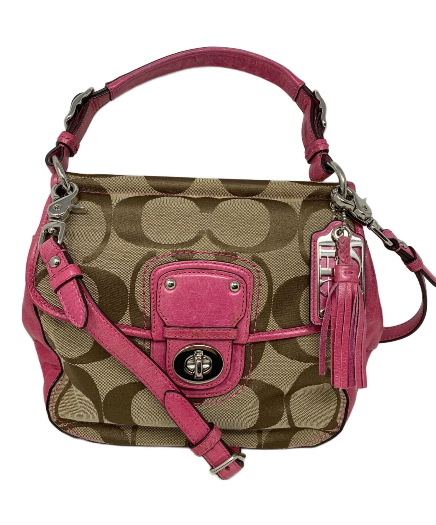 未使用級✨コーチ 2way ショルダーバッグ シグネチャー PVC ピンク A4 中古・古着通販】COACH (コーチ) COACH シグネチャー 2WAYショルダー