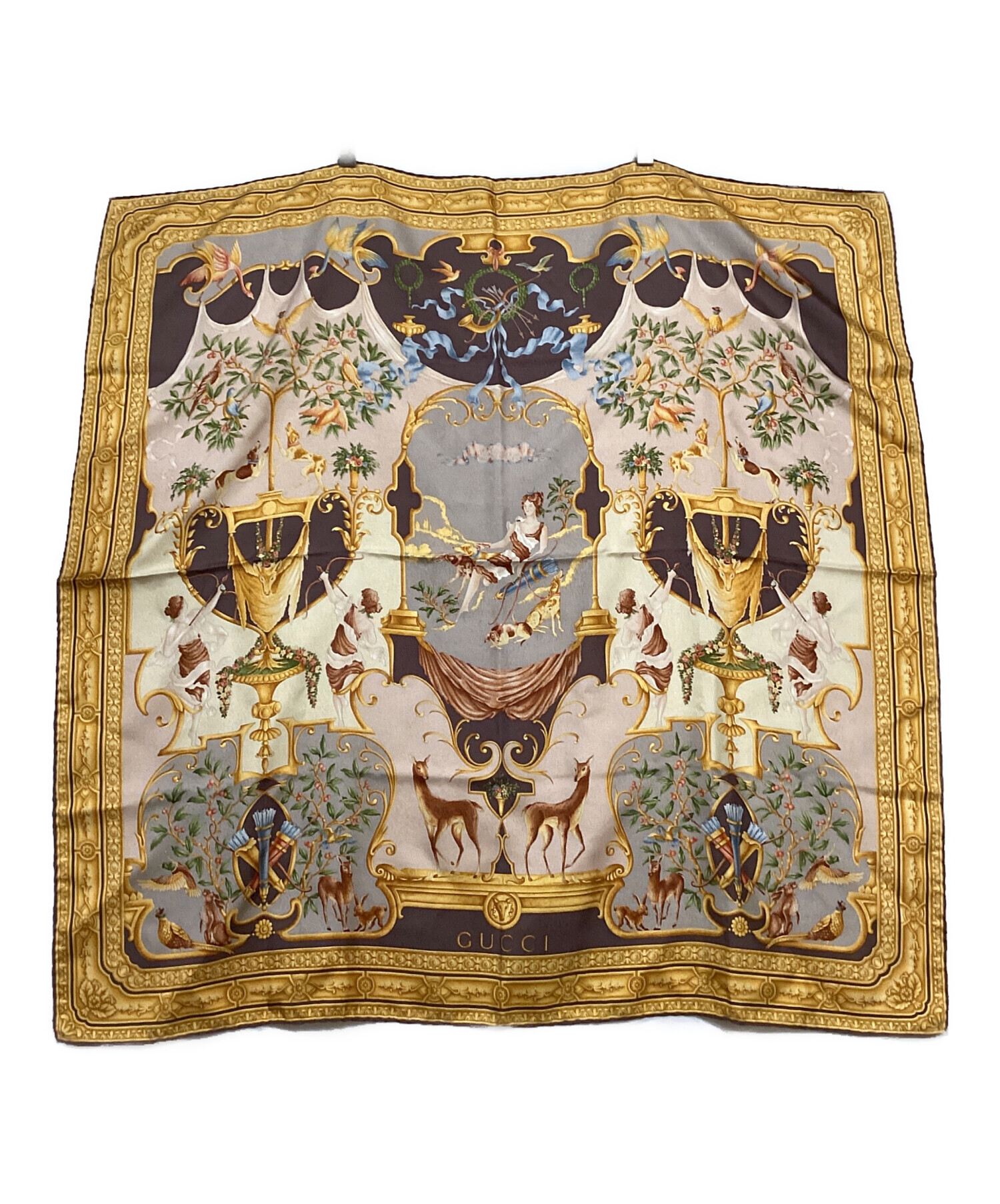 中古・古着通販】GUCCI (グッチ) スカーフ イエロー×ベージュ