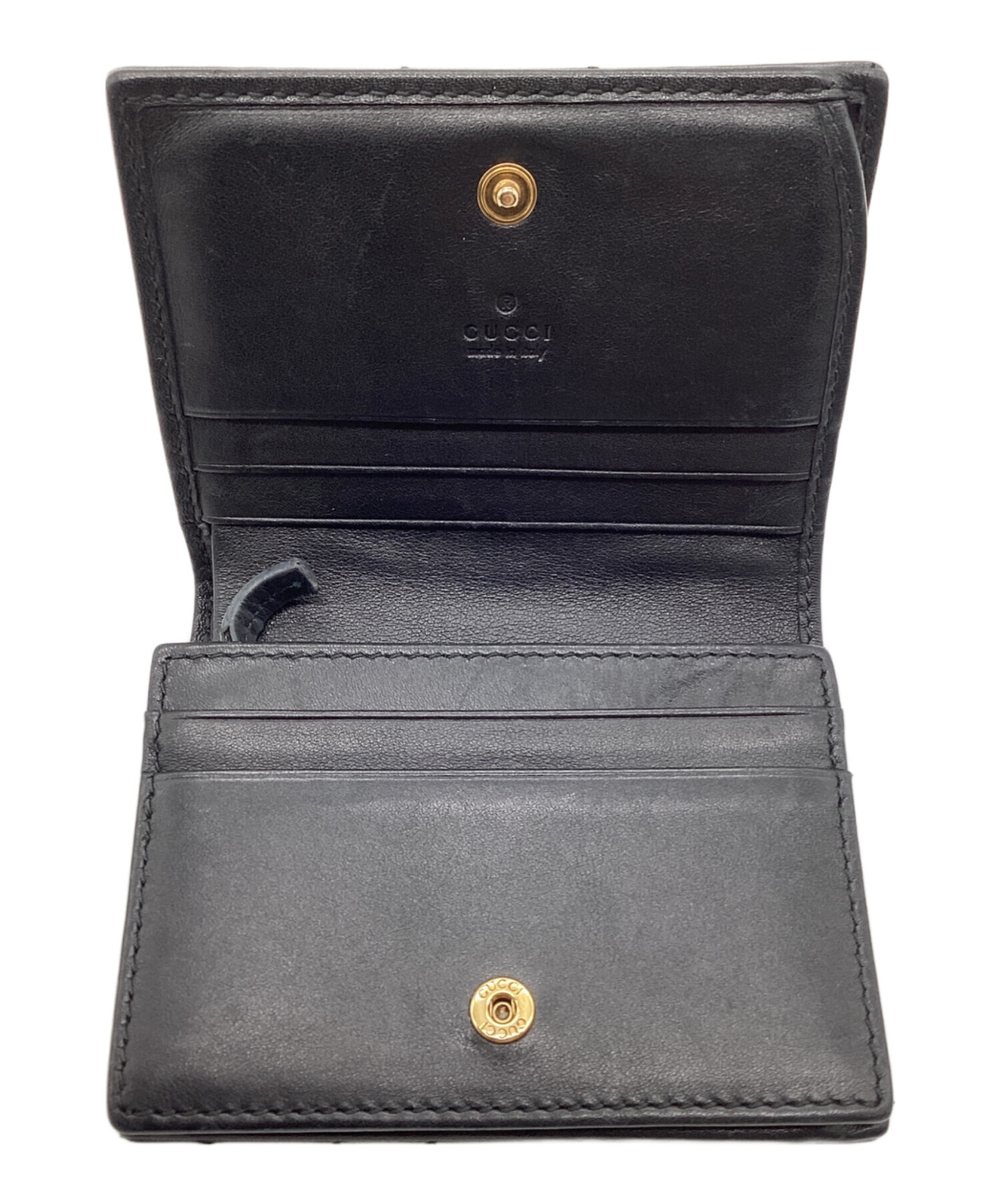 GUCCI GG マーモント コンパクトウォレット 黒 中古・古着通販】GUCCI (グッチ) GGマーモント コンパクトウォレット