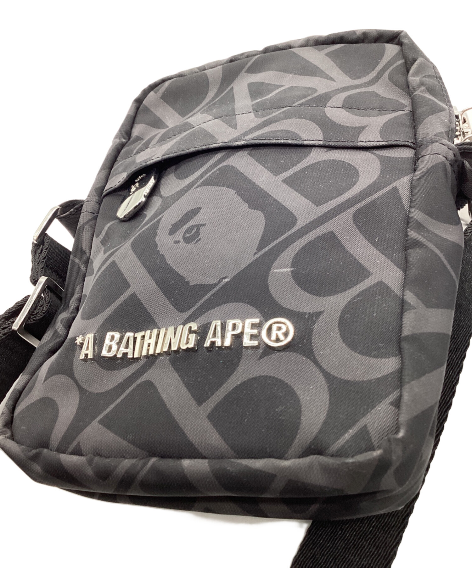 アベイシングエイプ 90年代 エイプヘッドロゴ ウェストバッグ 黒 A BATHING APE - 90s BATHING APE アベイシングエイプ アーチロゴ